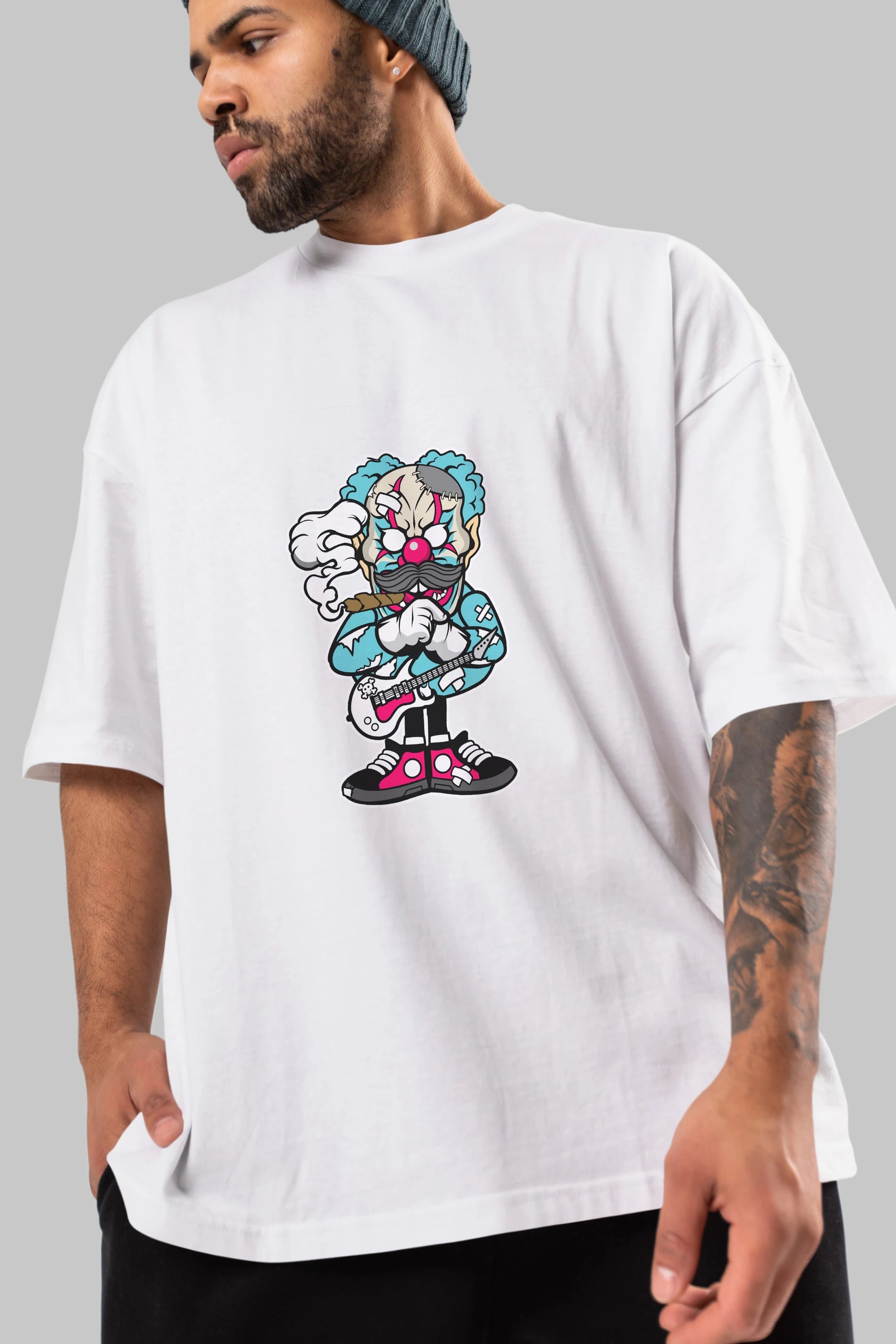 Clown Monster Ön Baskılı Oversize t-shirt Erkek Kadın Unisex %100 Pamuk tişort