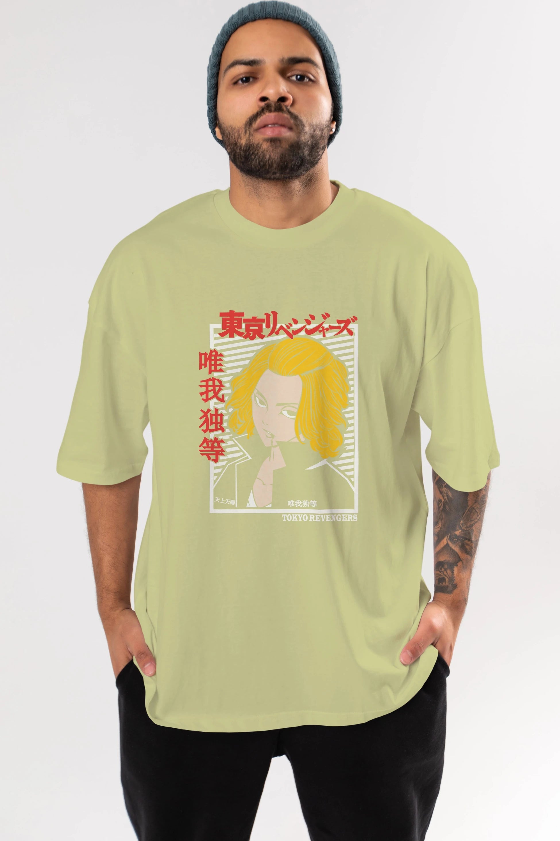 TokyoRev. M Anime Ön Baskılı Oversize t-shirt %100 pamuk Erkek Kadın Unisex