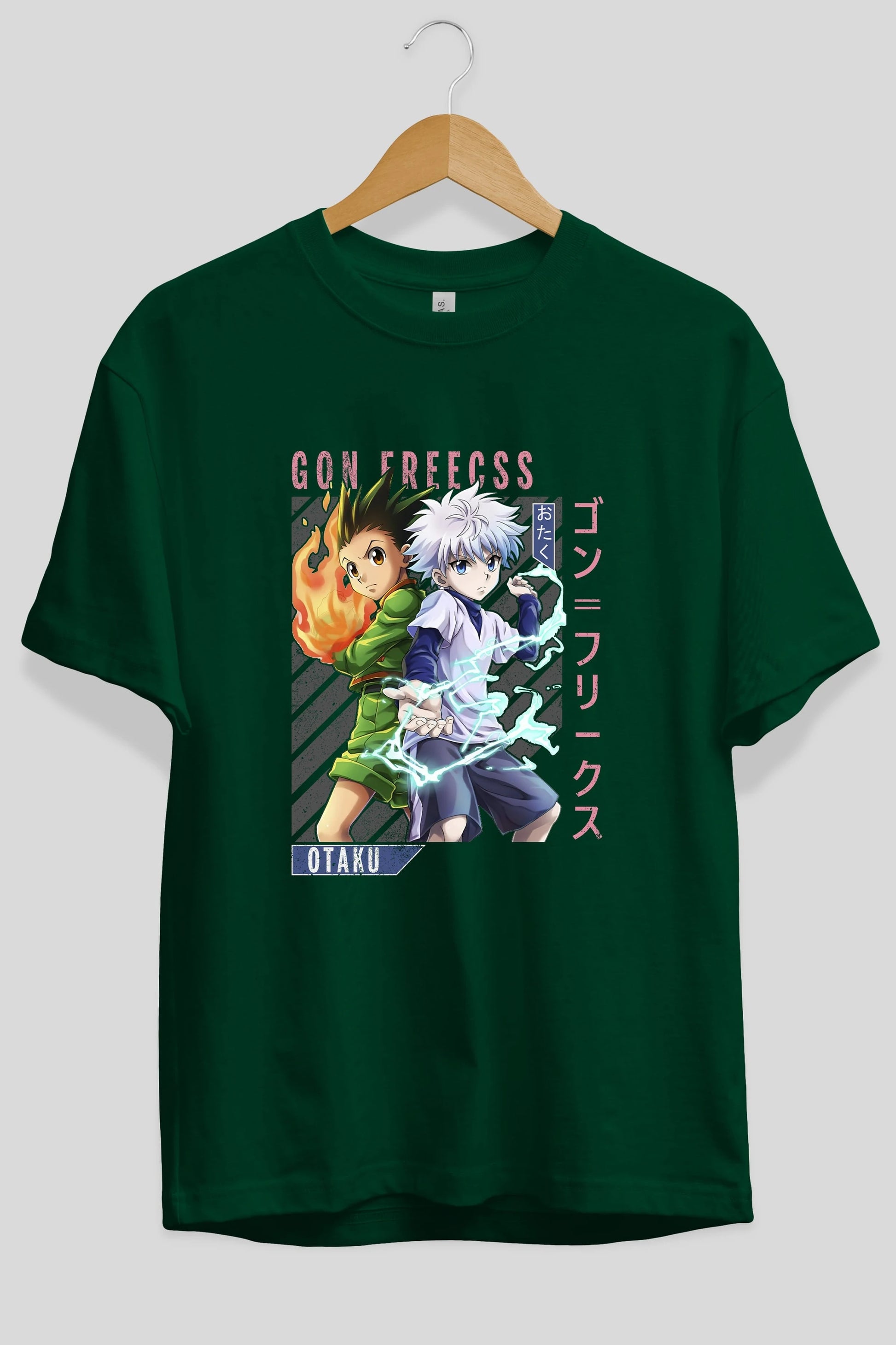 Gon Freecss HUNTER X HUNTER 1 Anime Ön Baskılı Oversize t-shirt %100 pamuk Erkek Kadın Unisex