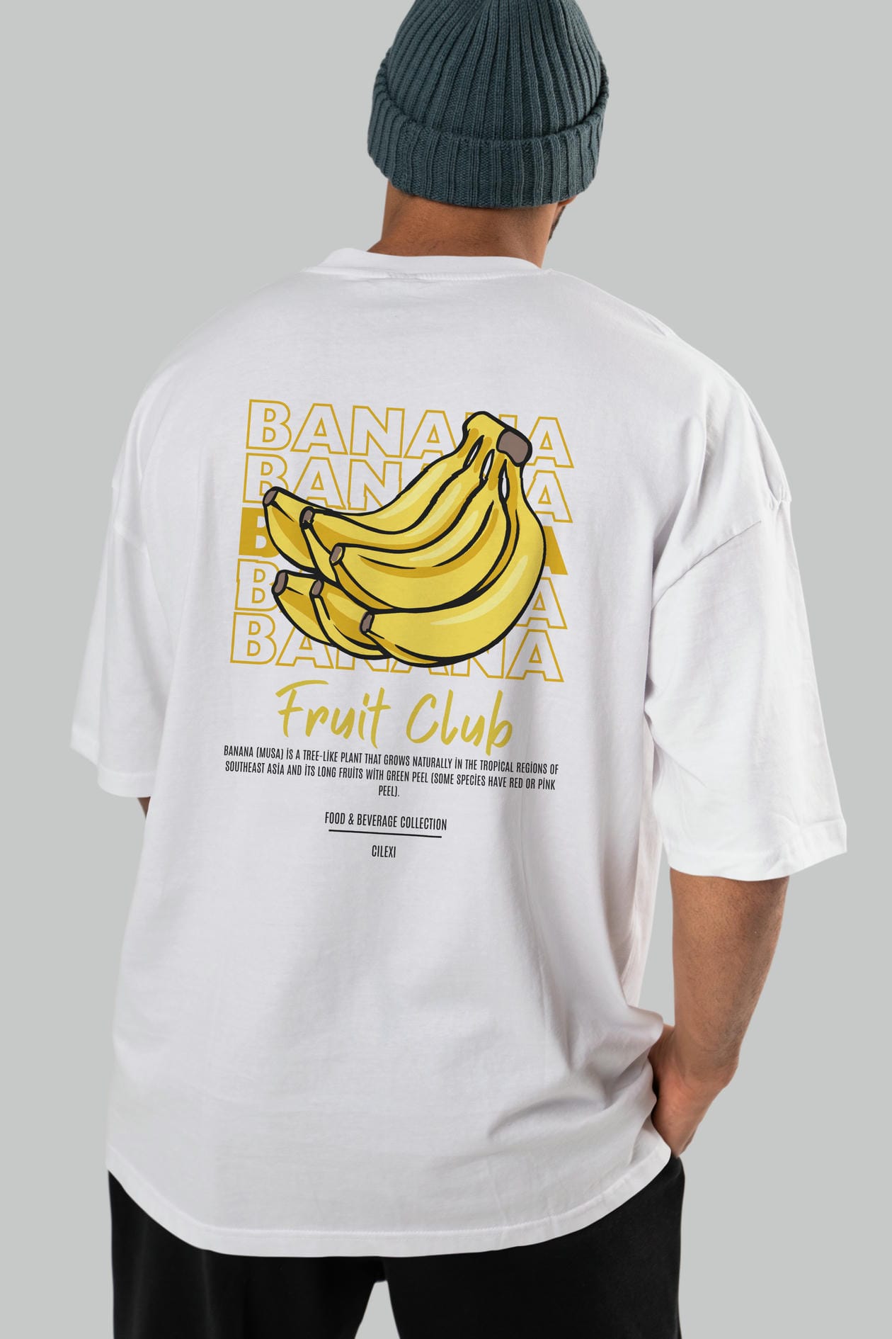 Banana Arka Baskılı Oversize t-shirt Erkek Kadın Pamuk Bisiklet Yaka tişort
