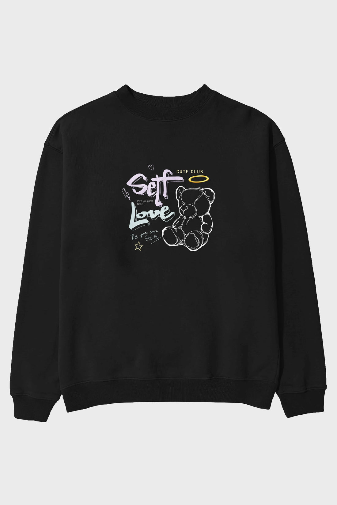 Self Love Bear Ön Baskılı Oversize Sweatshirt Erkek Kadın Unisex