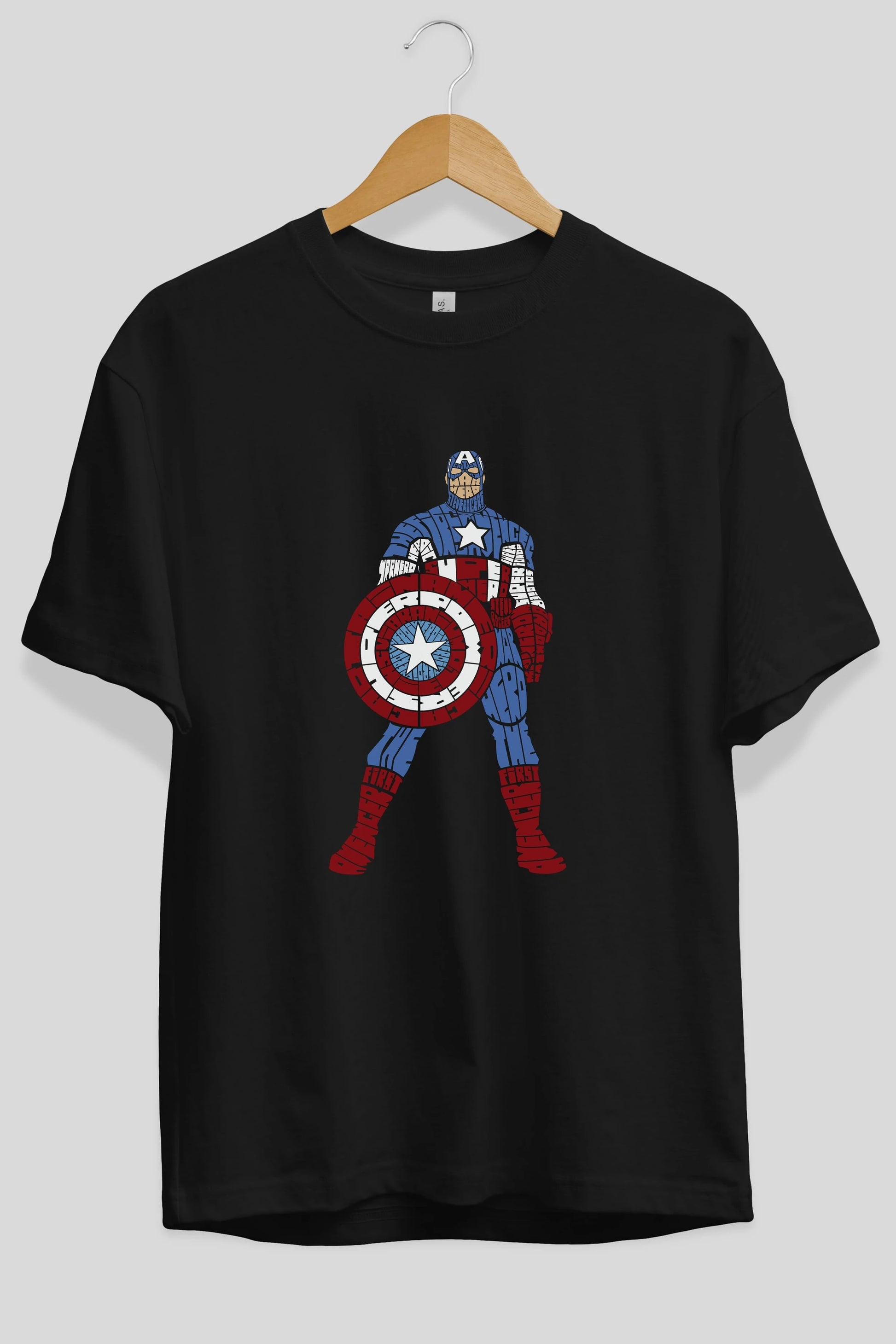 Captain America Ön Baskılı Oversize t-shirt %100 pamuk Erkek Kadın Unisex