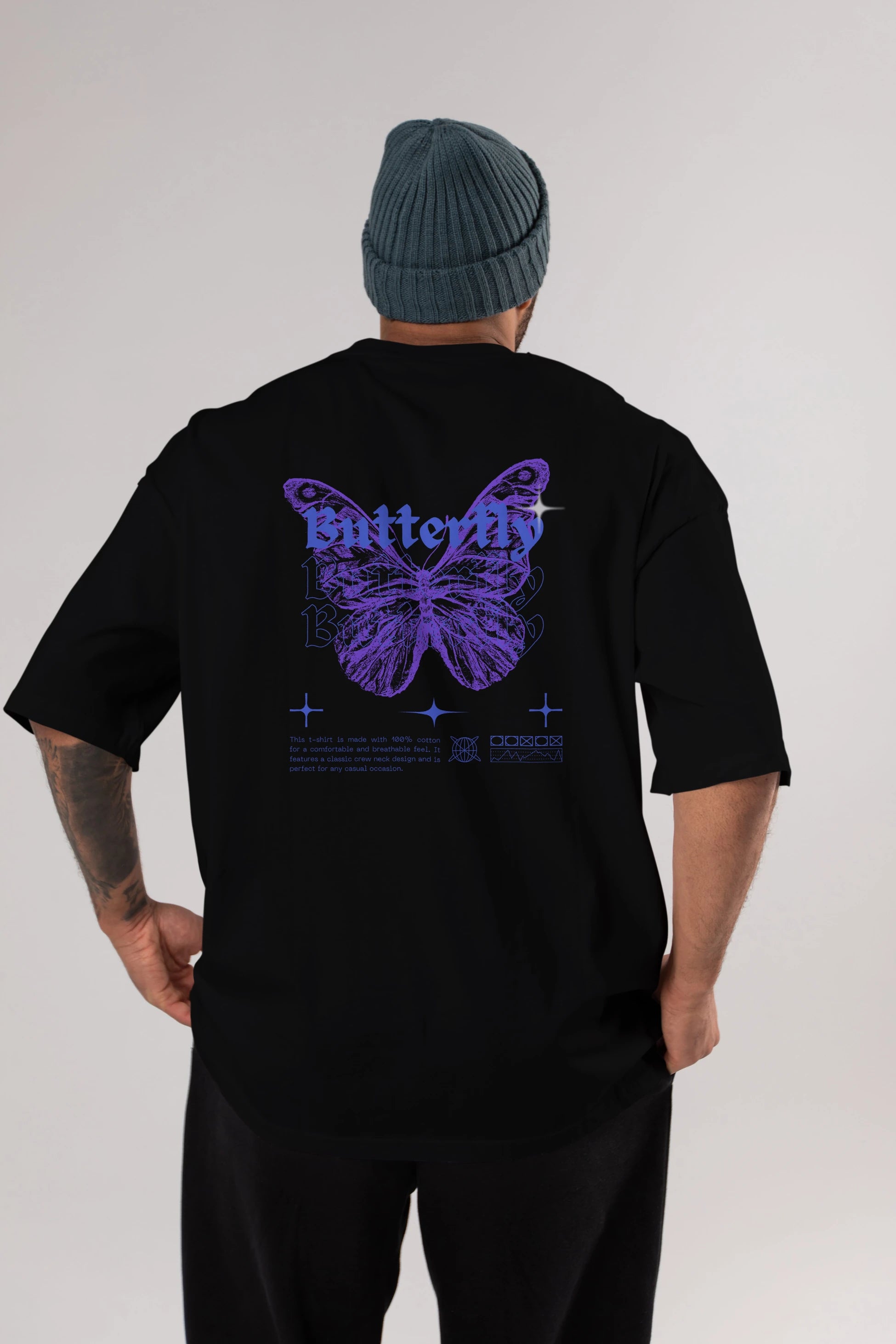 Butterfly Streetwear Arka Baskılı Oversize t-shirt Erkek Kadın Unisex