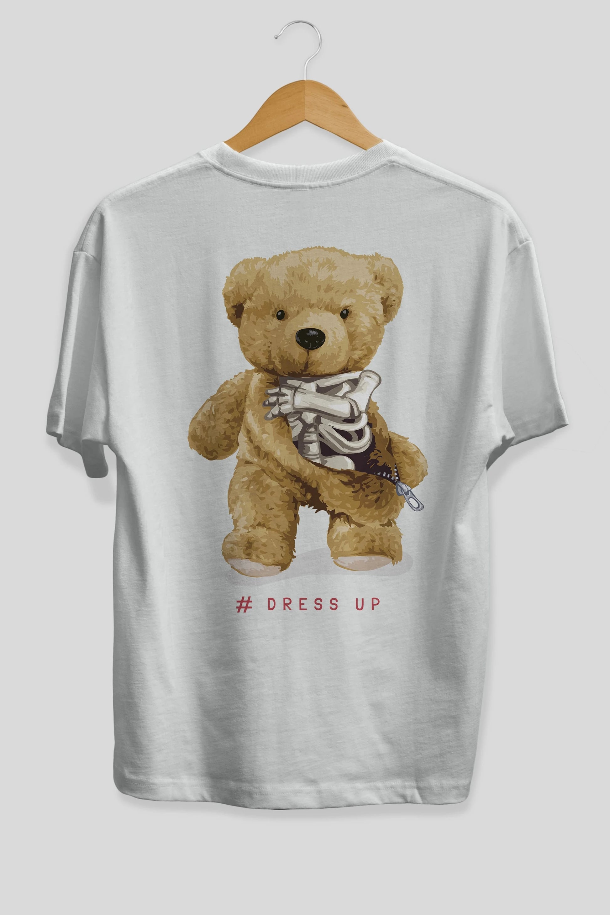 Teddy Bear Dress Up Arka Baskılı Oversize t-shirt Erkek Kadın Unisex %100 Pamuk