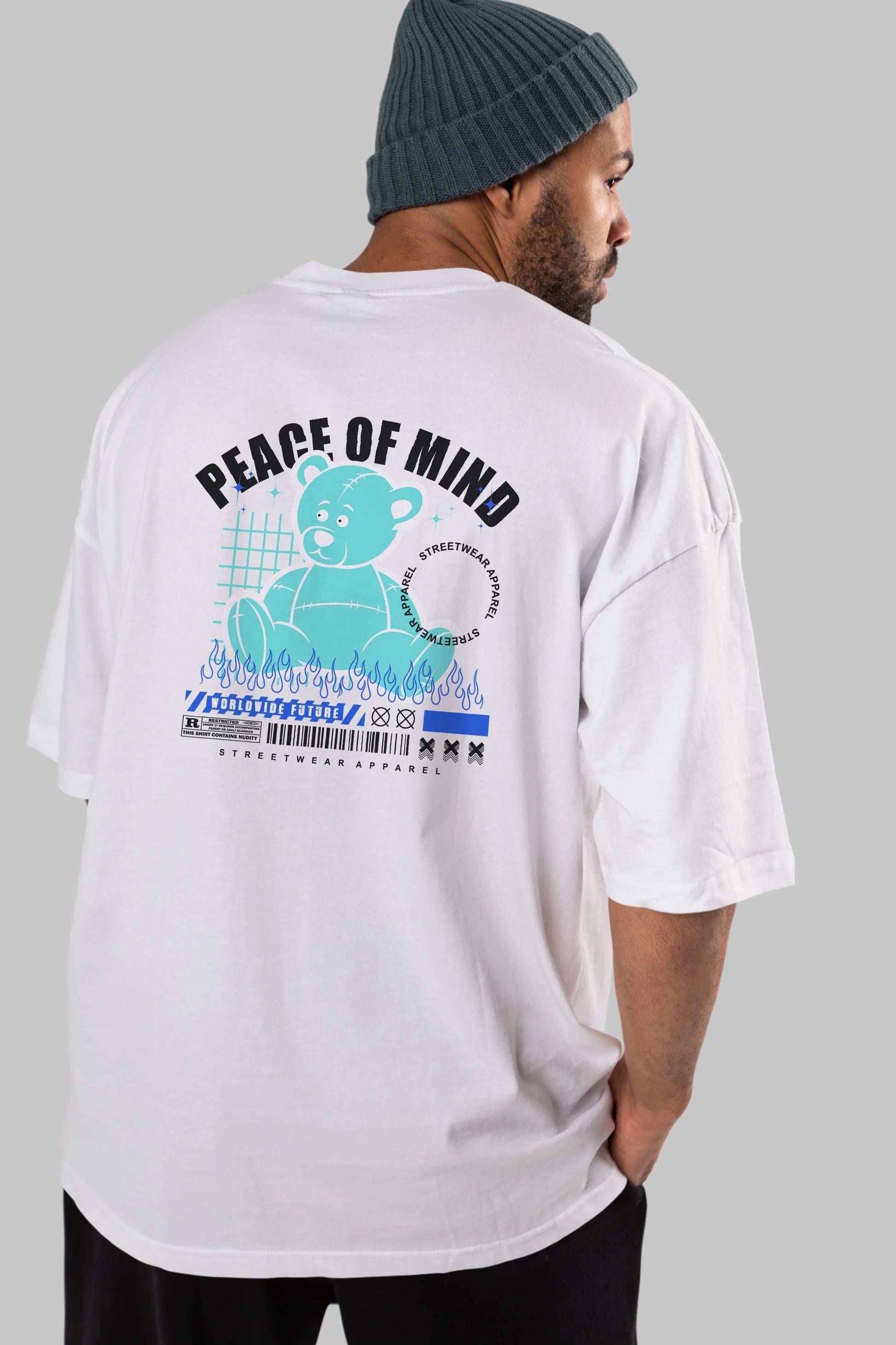 Teddy Bear Peace of Mind Arka Baskılı Oversize t-shirt Erkek Kadın Unisex
