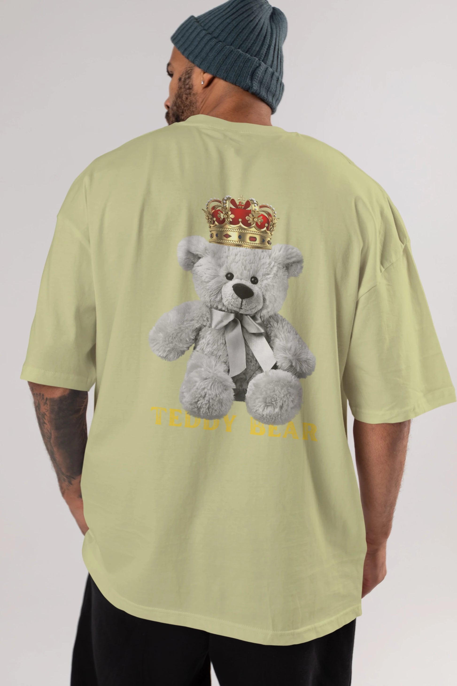 Teddy Bear Arka Baskılı Oversize t-shirt Erkek Kadın Unisex