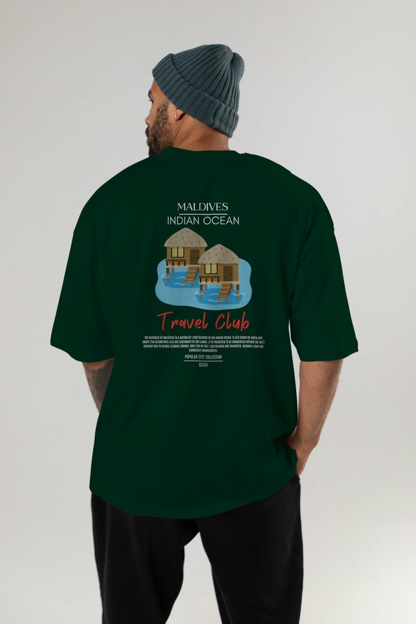 Maldives İndian Ocean Arka Baskılı Oversize t-shirt Erkek Kadın Pamuk Bisiklet Yaka tişort