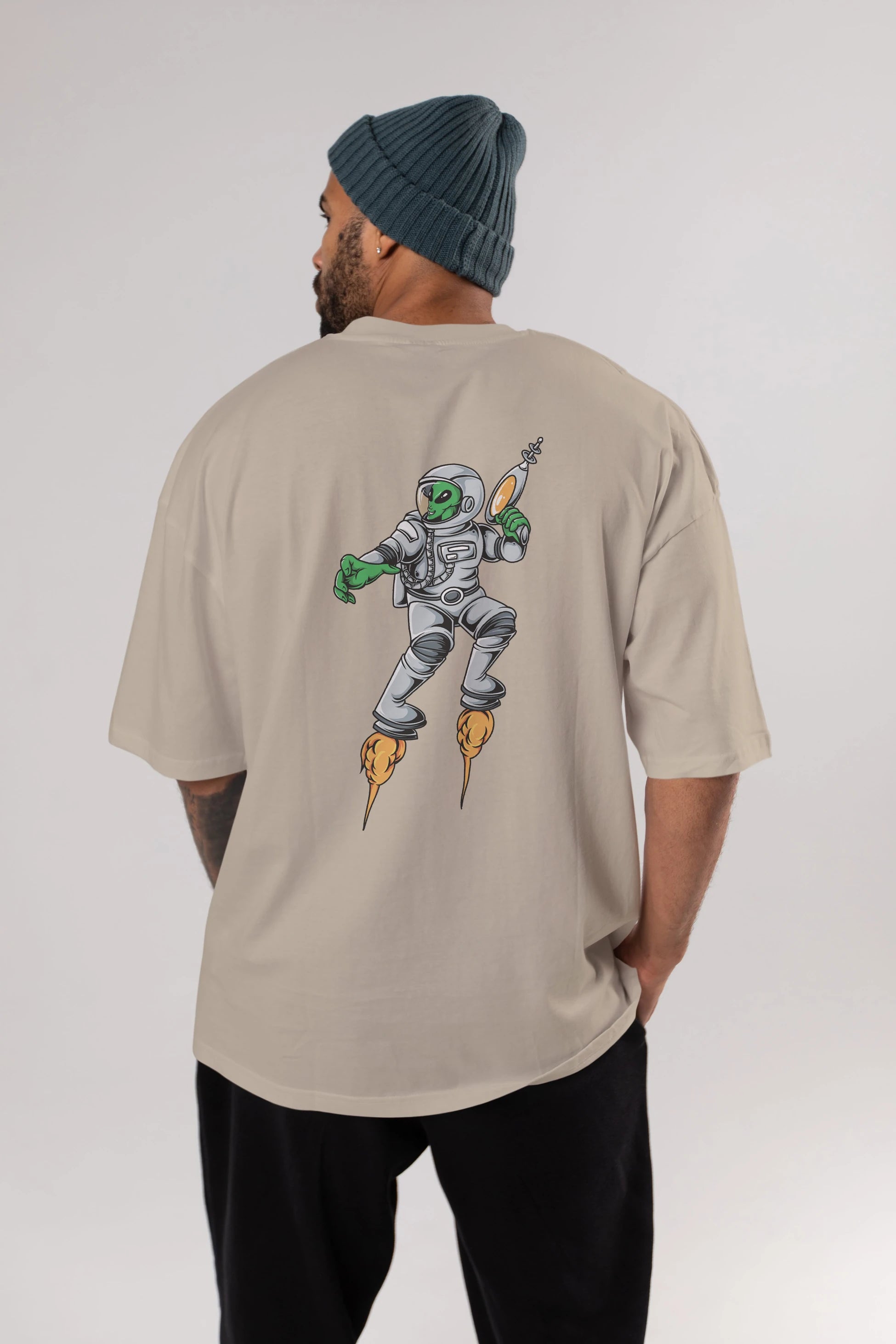 Alien Wars Arka Baskılı Oversize t-shirt Erkek Kadın Unisex
