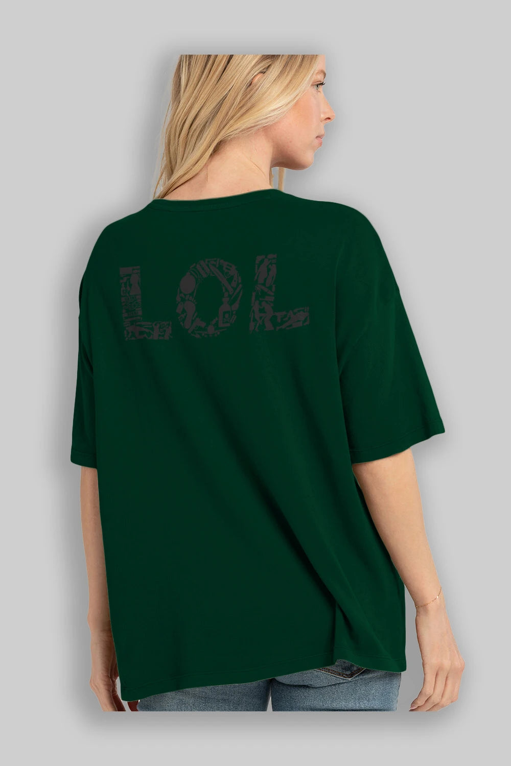 LOL Arka Baskılı Oversize t-shirt %100 pamuk Erkek Kadın Unisex