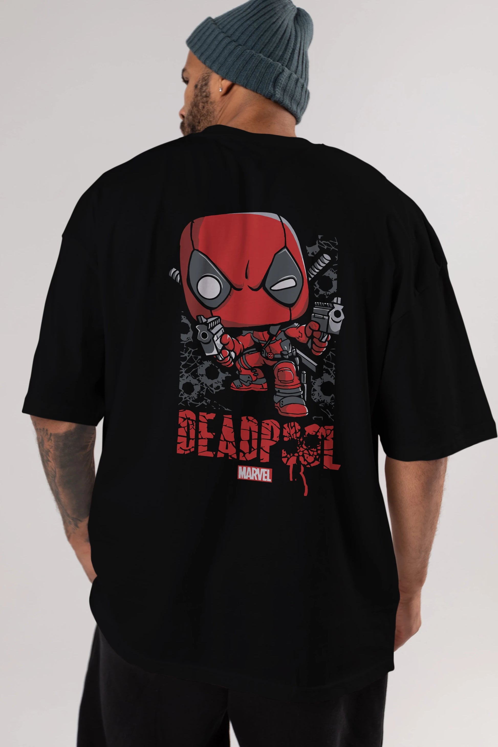 Deadpool (8) Arka Baskılı Oversize t-shirt Erkek Kadın Unisex %100 Pamuk Bisiklet Yaka tişort