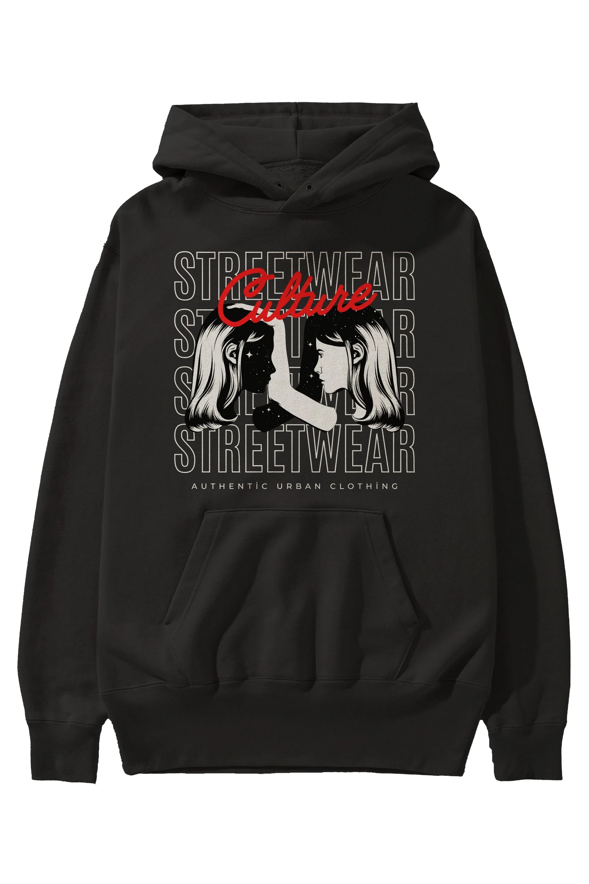 Culture Streetwear Yazılı Ön Baskılı Oversize Hoodie Kapüşonlu Sweatshirt Erkek Kadın Unisex
