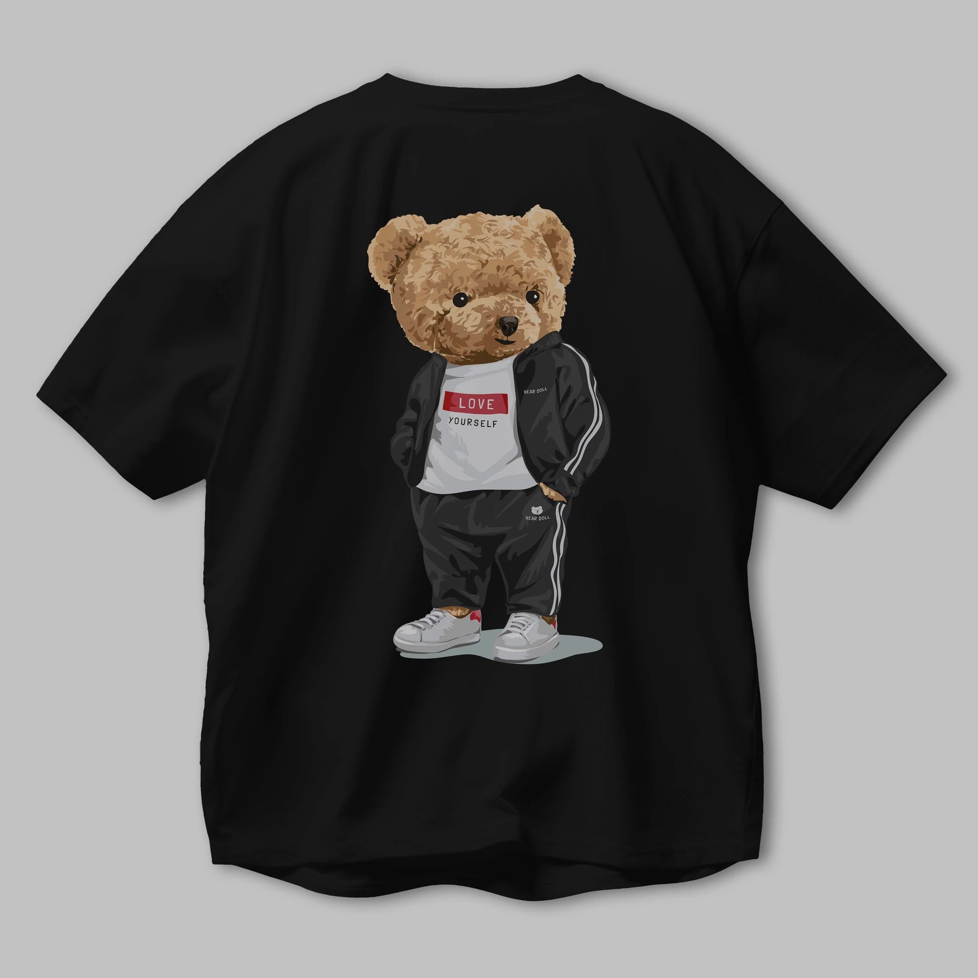Teddy Bear Love Yourself Arka Baskılı Oversize t-shirt Erkek Kadın Unisex %100 Pamuk