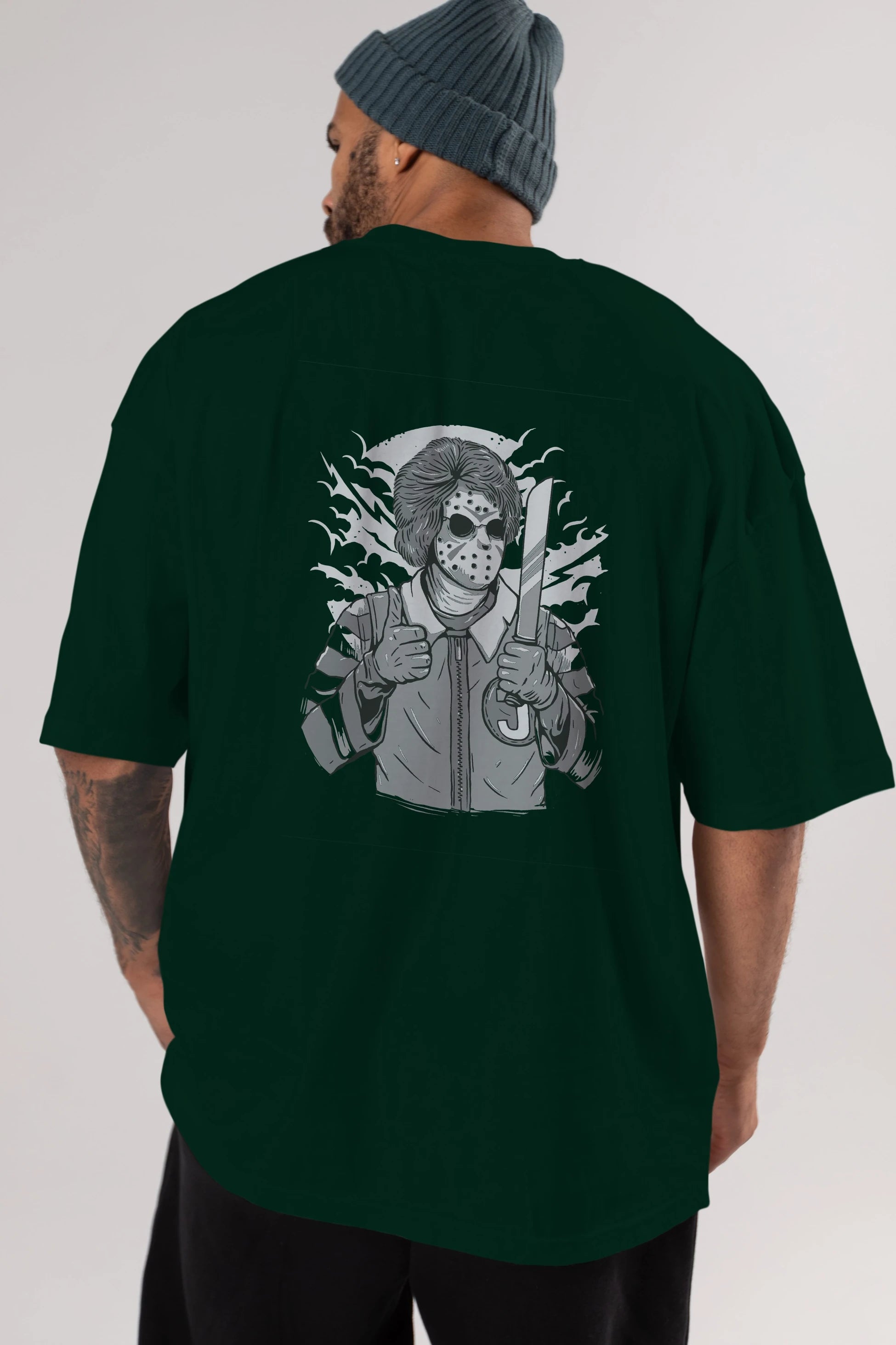 Clown Killer Arka Baskılı Oversize t-shirt Erkek Kadın Unisex %100 Pamuk