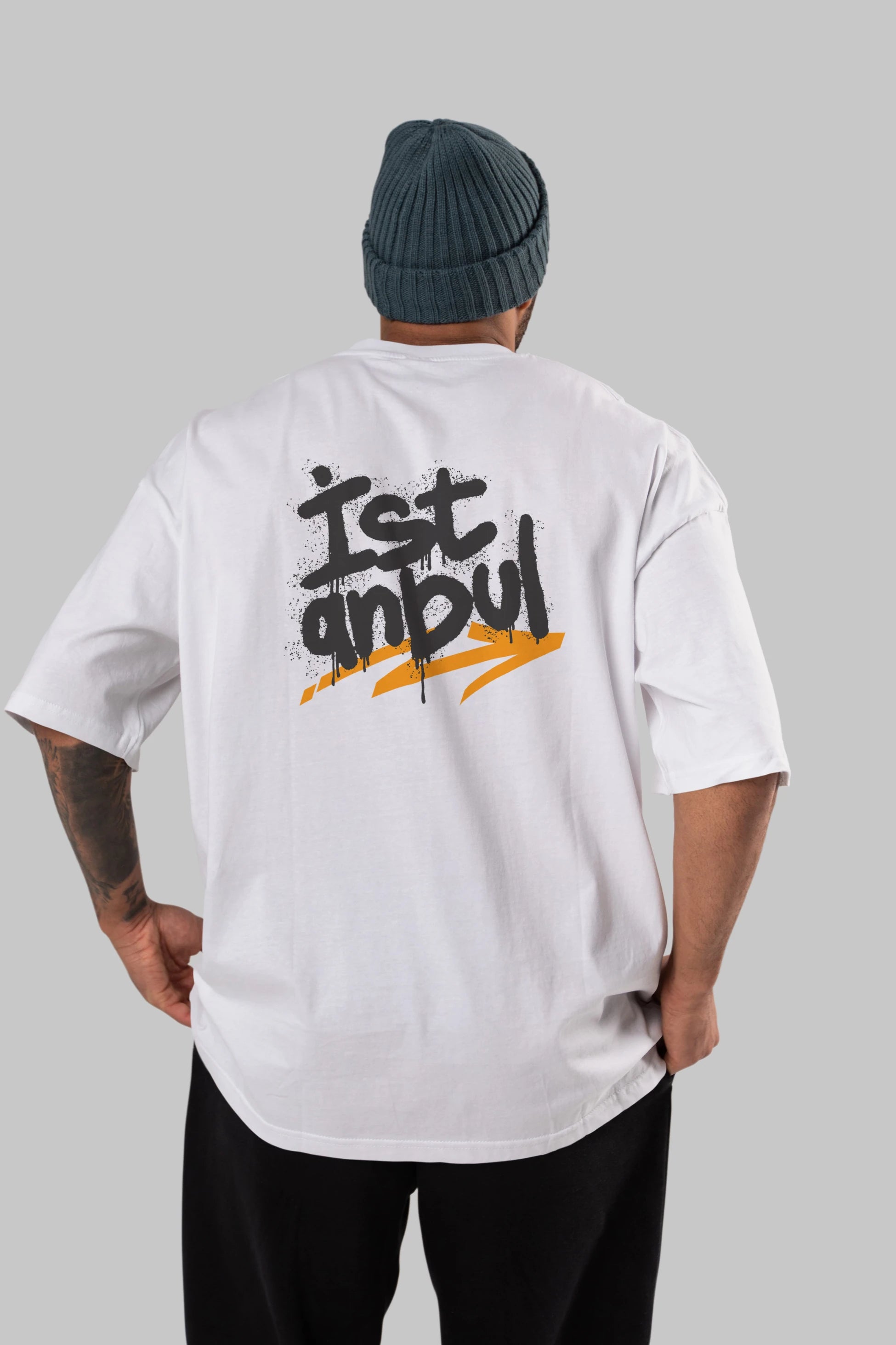 istanbul Yazılı Arka Baskılı Oversize t-shirt Erkek Kadın Unisex
