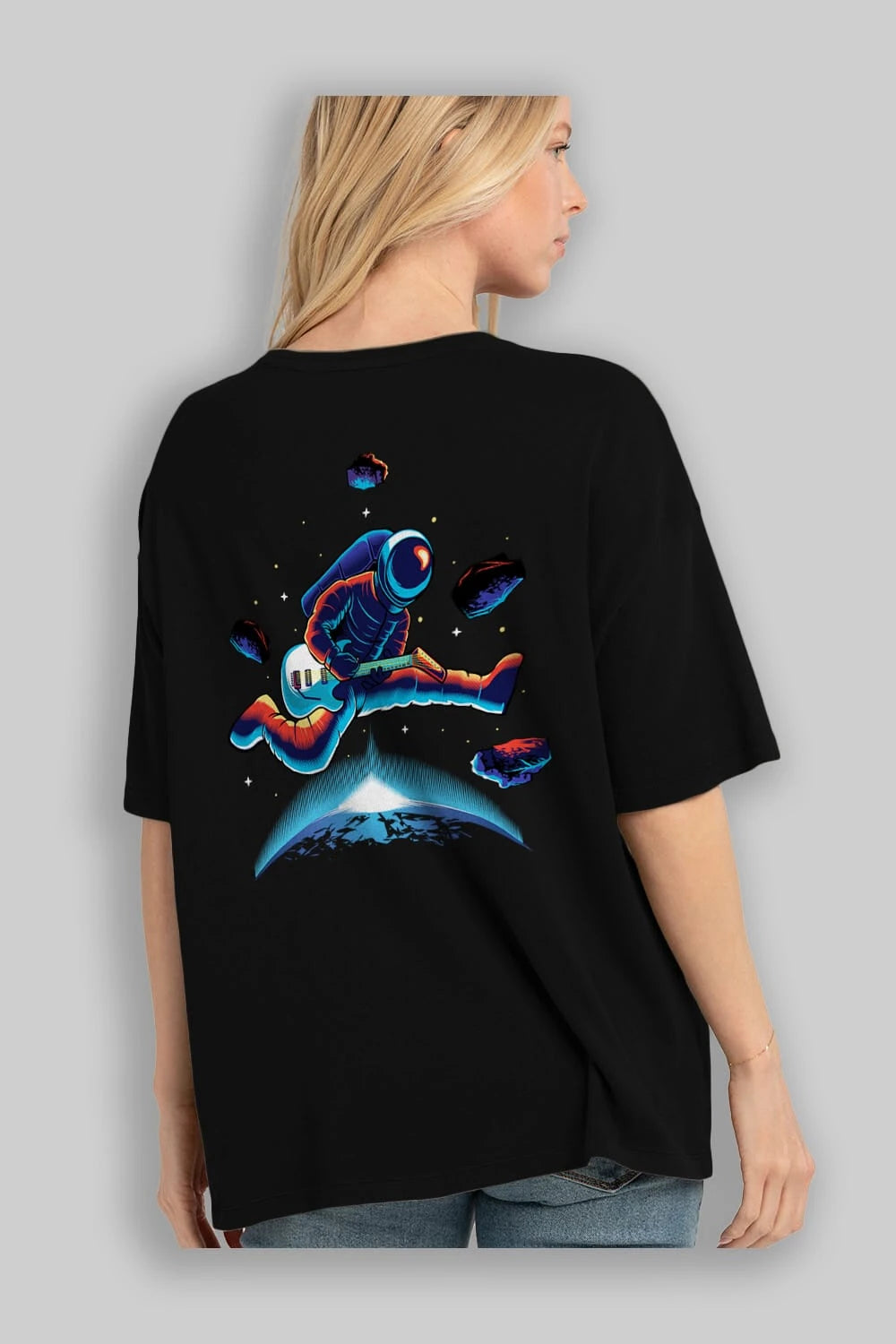 Astroguitar Arka Baskılı Oversize t-shirt Erkek Kadın Unisex