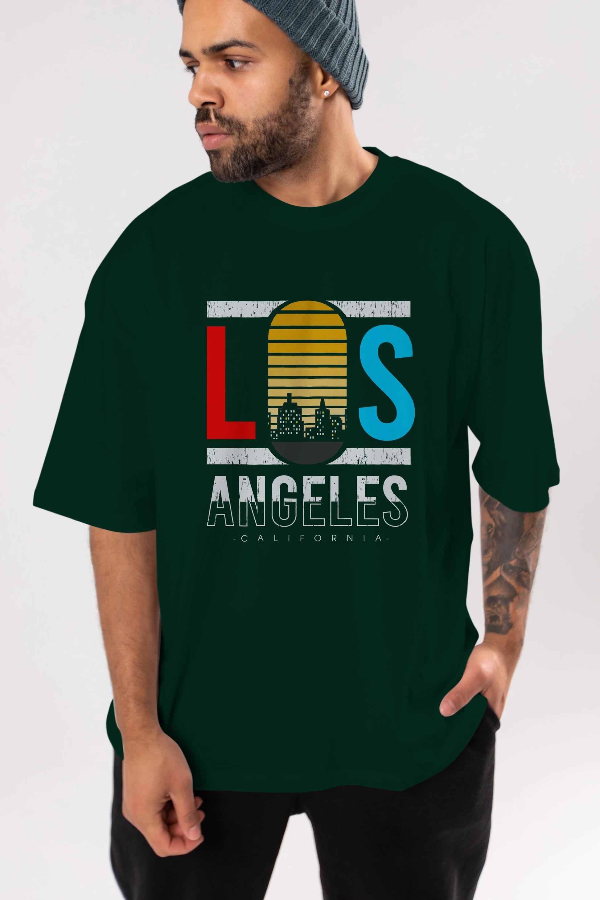 Los Angeles Ön Baskılı Oversize t-shirt Erkek Kadın Unisex