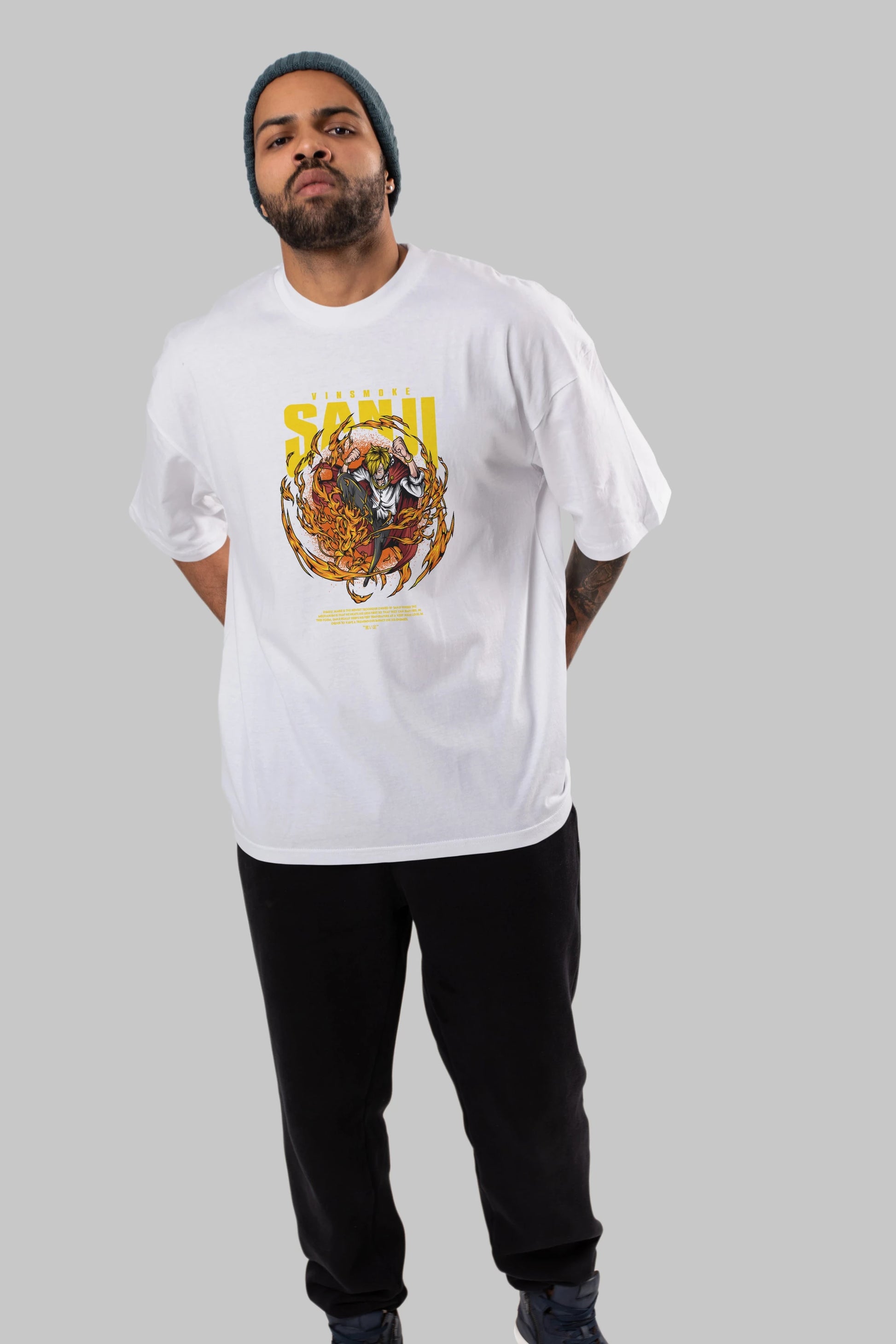 Vinsmoke Sanji Anime Ön Baskılı Oversize t-shirt %100 pamuk Erkek Kadın Unisex