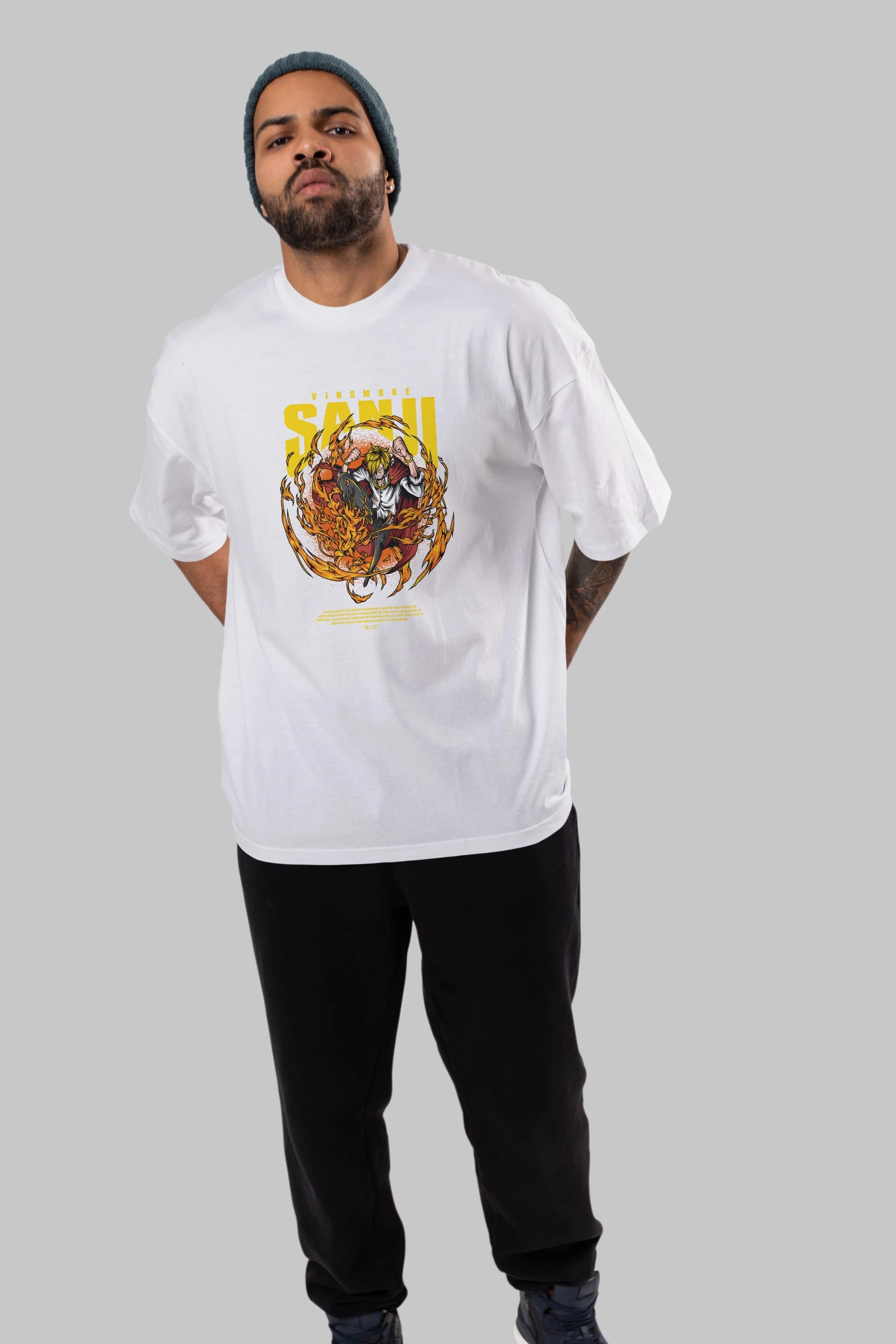 Vinsmoke Sanji Anime Ön Baskılı Oversize t-shirt %100 pamuk Erkek Kadın Unisex