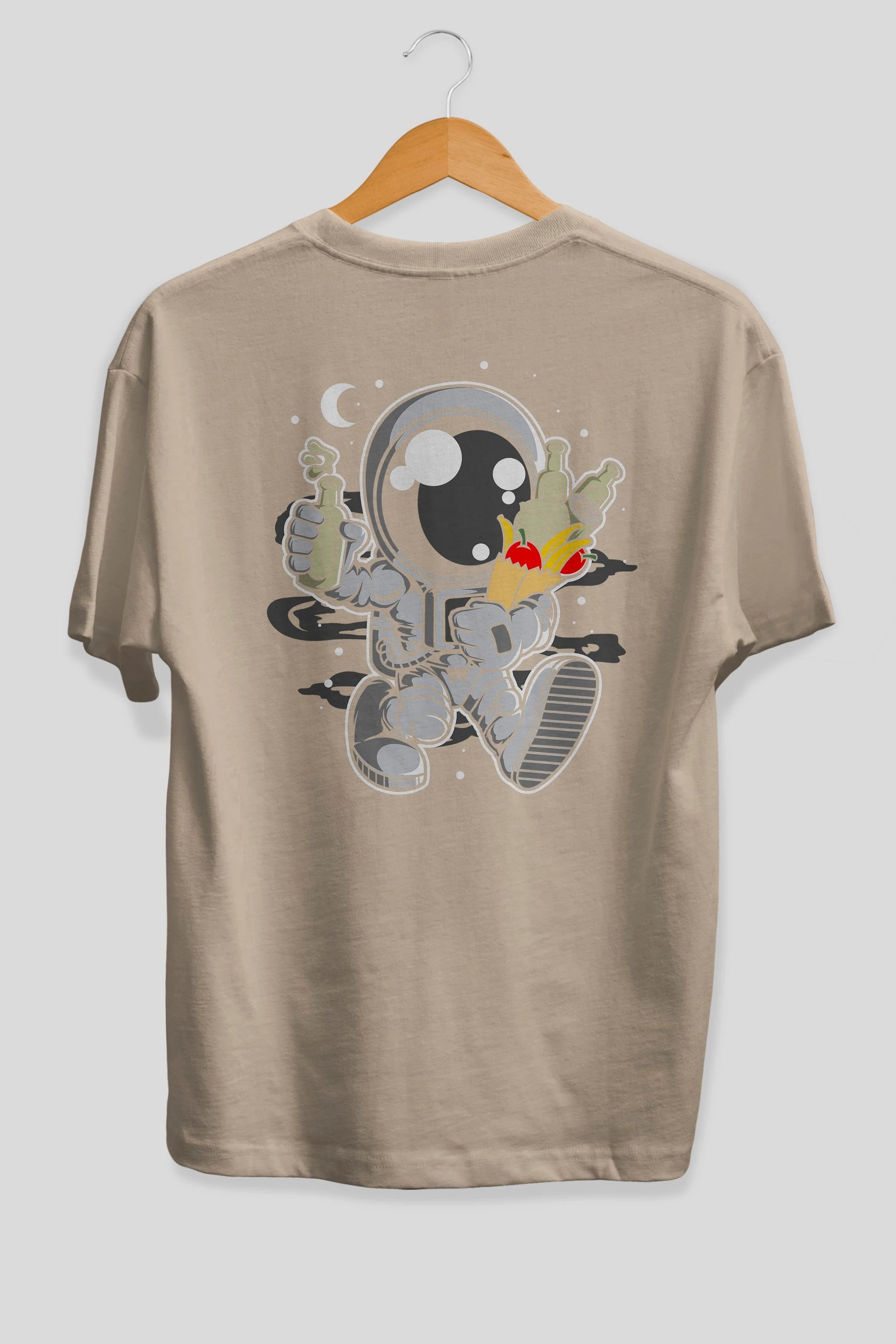 Astronaut Grochery Arka Baskılı Oversize t-shirt Erkek Kadın Unisex