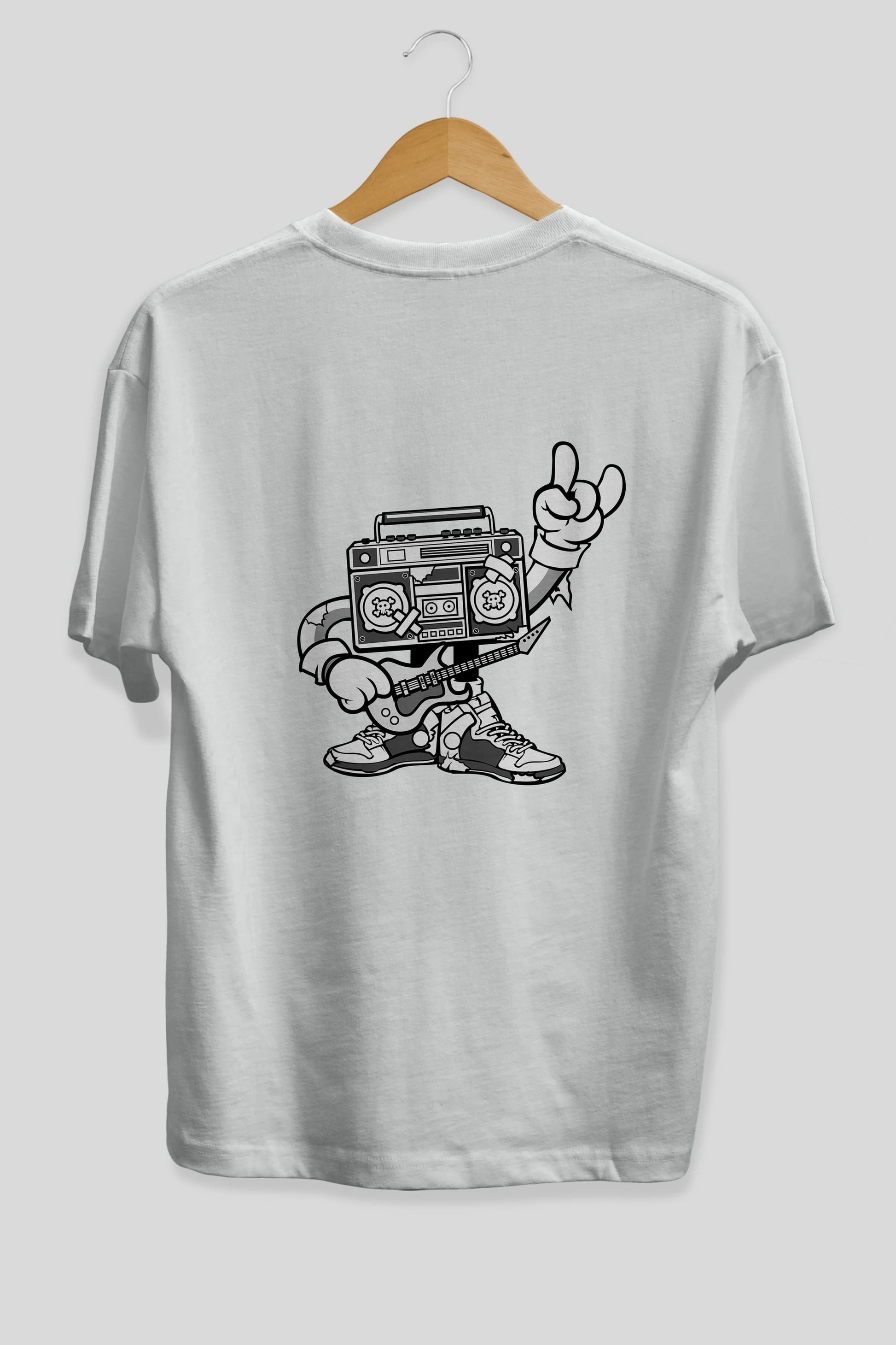 Boombox Rockstar Arka Baskılı Oversize t-shirt Erkek Kadın Unisex %100 Pamuk tişort