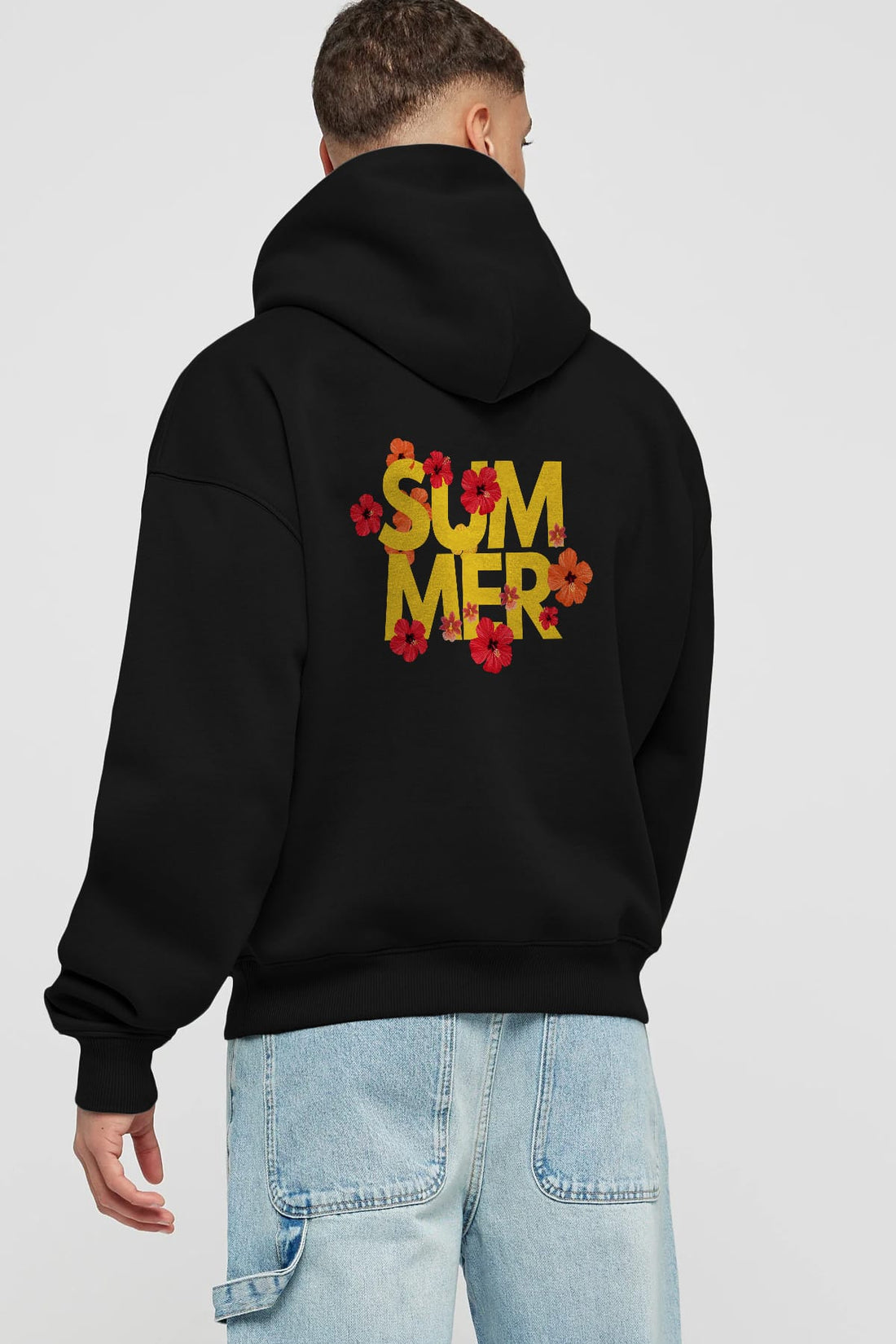 Summer Yazılı 2 Arka Baskılı Oversize Hoodie Kapüşonlu Sweatshirt Erkek Kadın Unisex