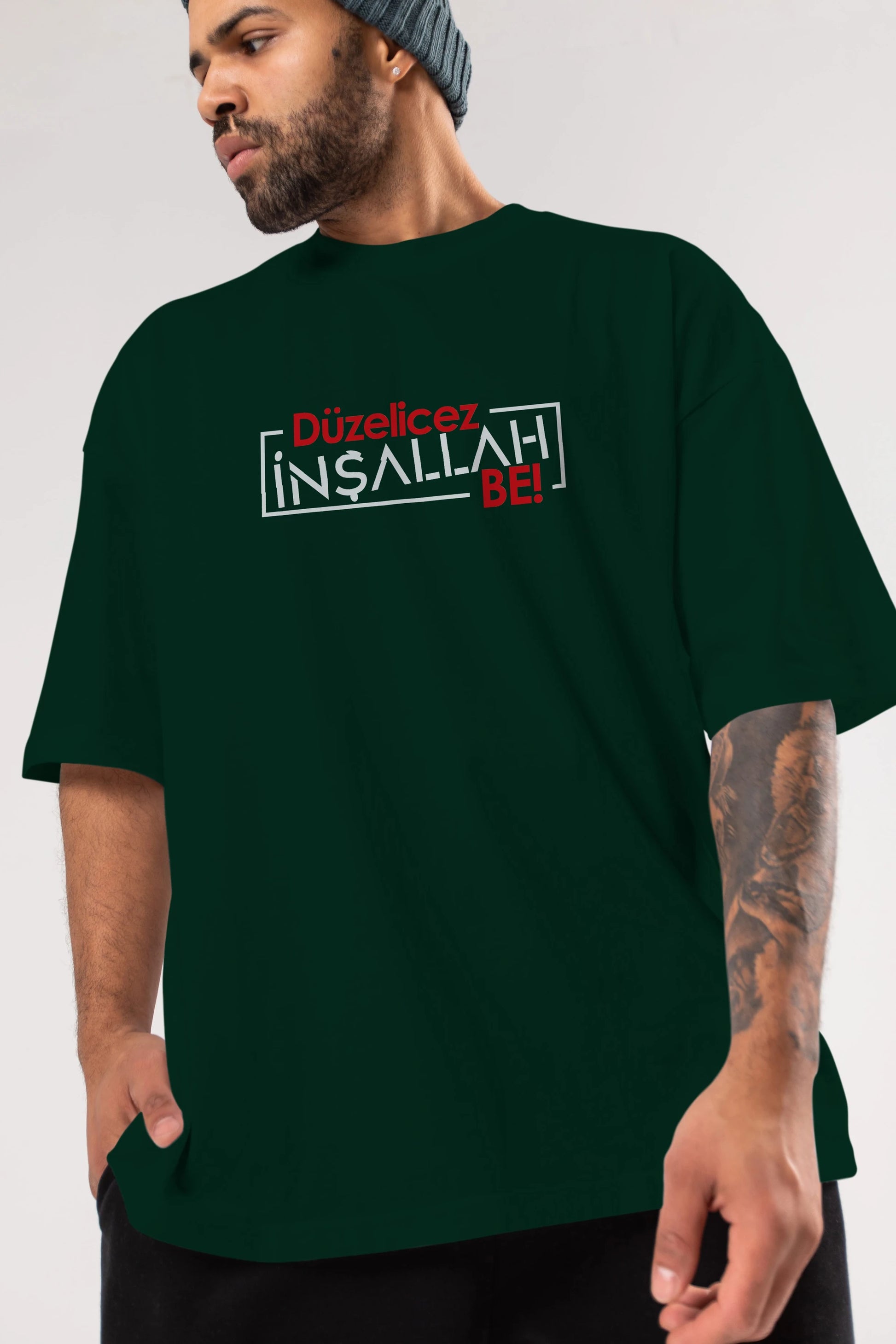 Düzelicez İnşallah Be Ön Baskılı Oversize t-shirt %100 pamuk Erkek Kadın Unisex