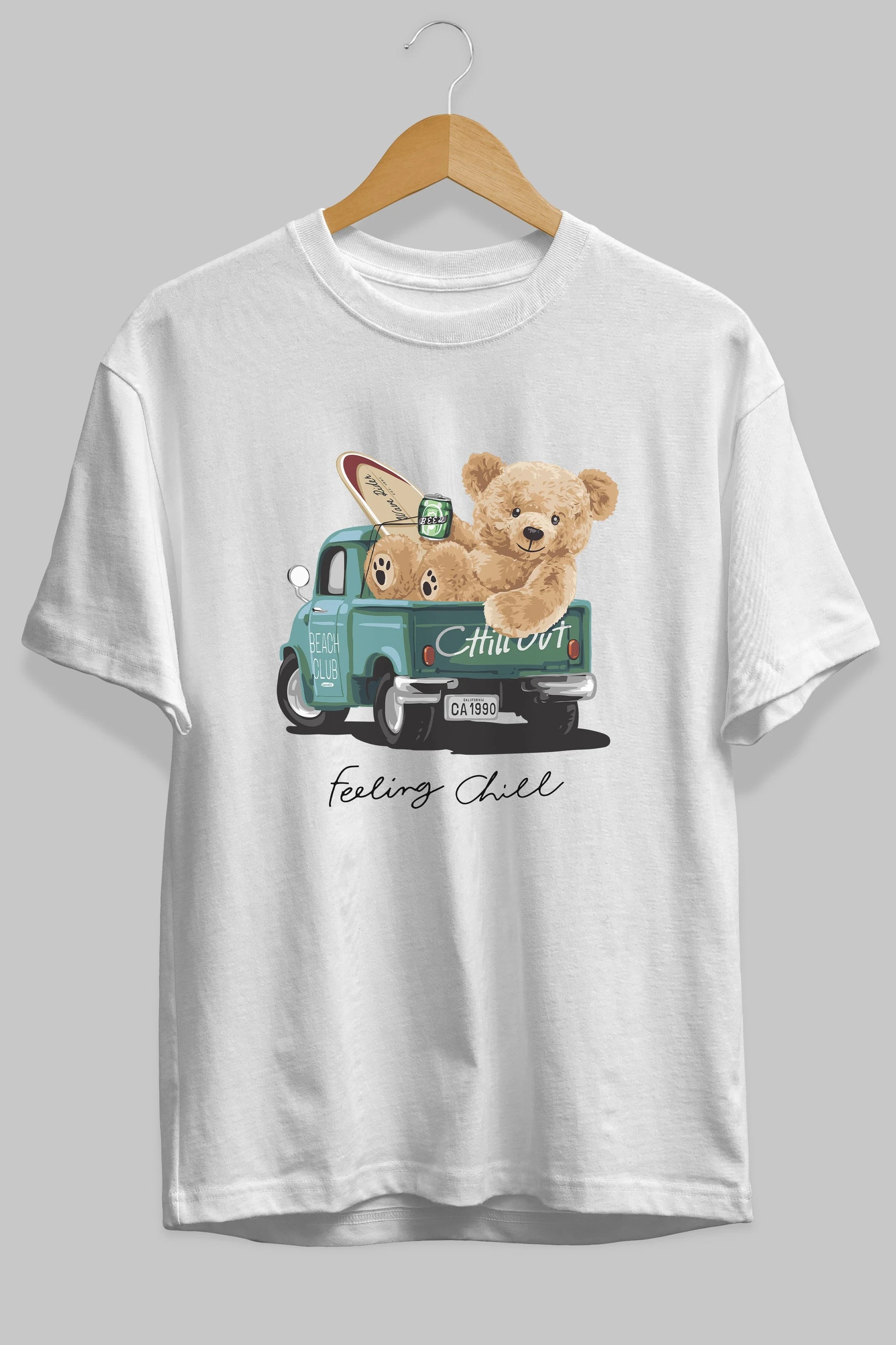 Teddy Bear Chill Out Ön Baskılı Oversize t-shirt Erkek Kadın Unisex %100 Pamuk