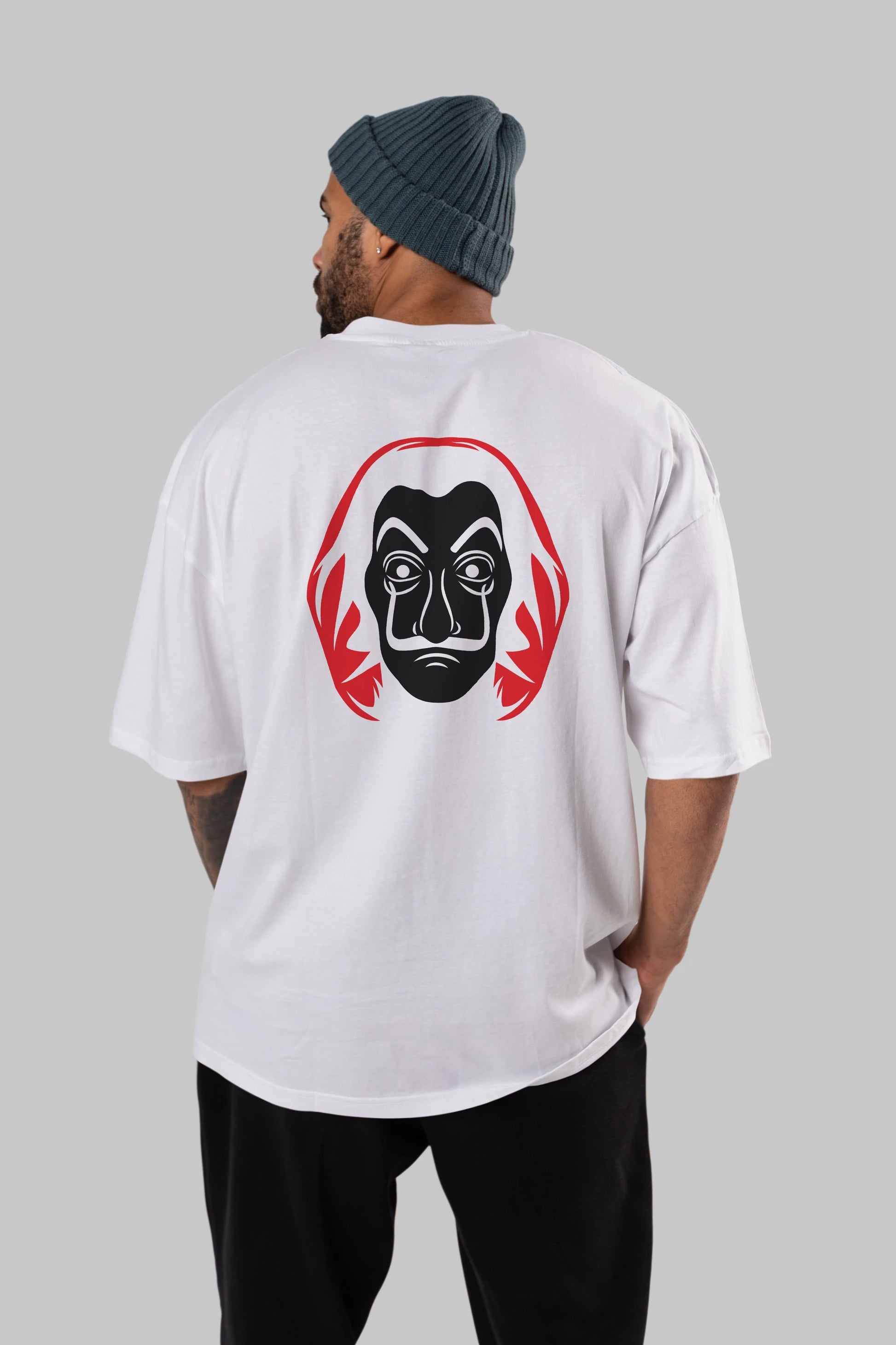 La Casa De Papel (8) Arka Baskılı Oversize t-shirt Erkek Kadın Unisex %100 Pamuk Bisiklet Yaka tişort