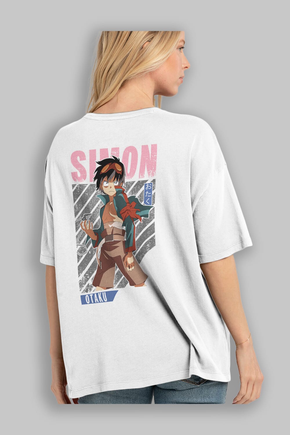 Simon 5 Anime Arka Baskılı Oversize t-shirt Erkek Kadın Unisex