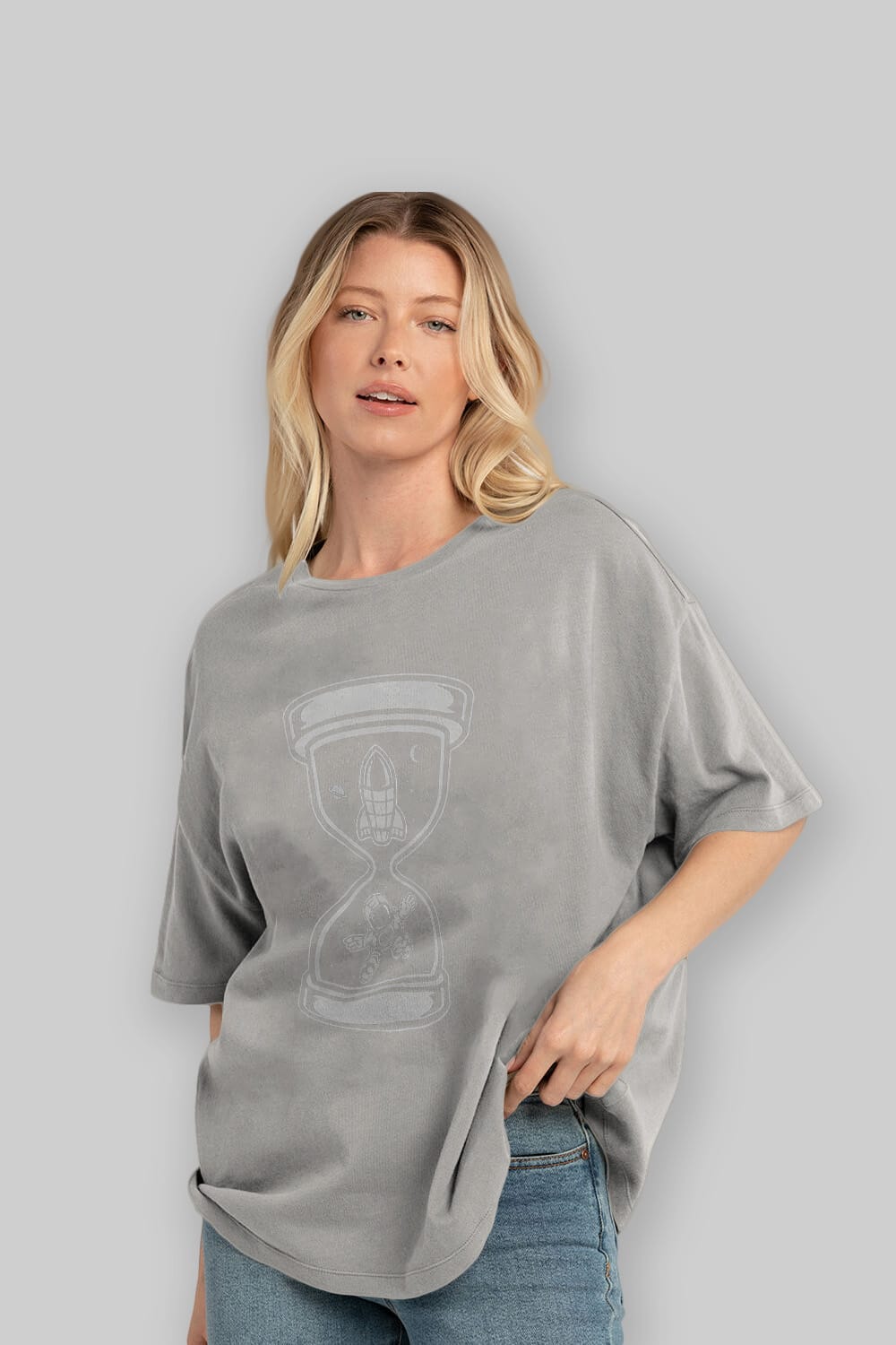 Astronaut Time Ön Baskılı Oversize t-shirt Erkek Kadın Unisex