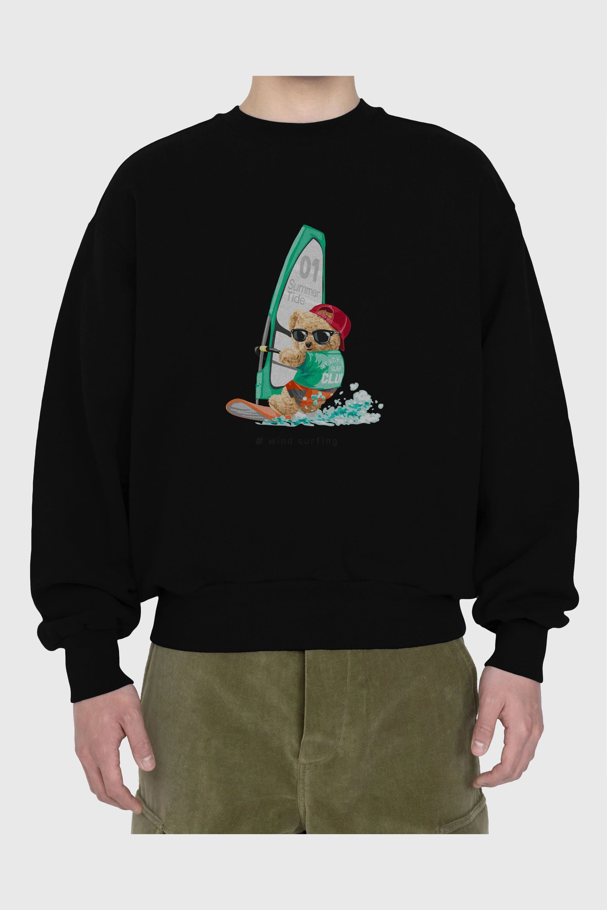 Teddy Bear Summer Tide Ön Baskılı Oversize Sweatshirt Erkek Kadın Unisex