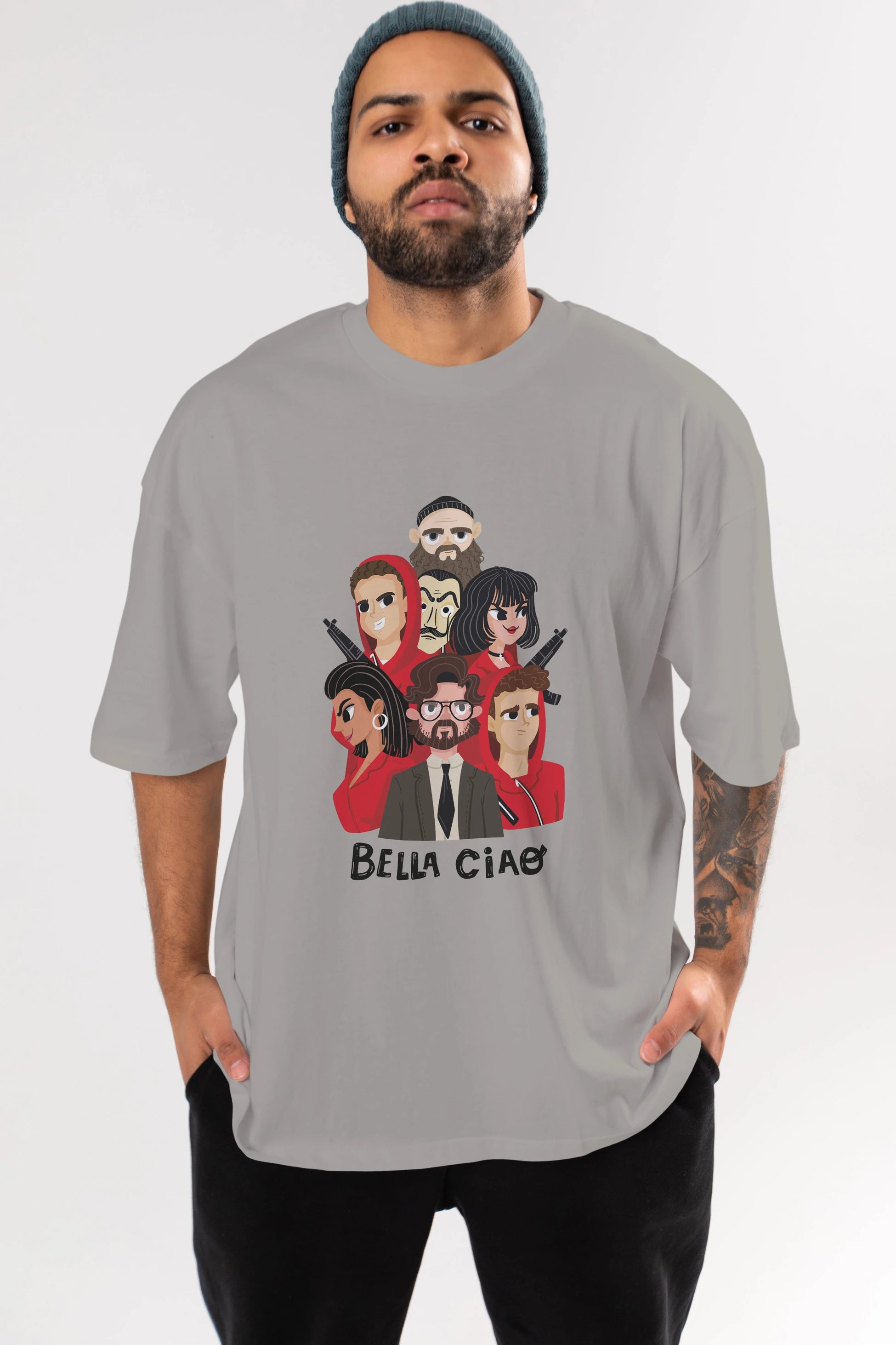 La Casa De Papel (13) Ön Baskılı Oversize t-shirt Erkek Kadın Unisex %100 Pamuk Bisiklet Yaka tişort