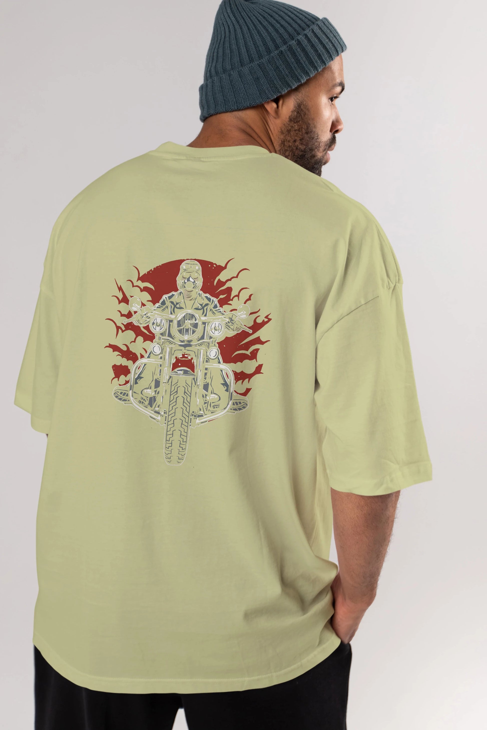 Wild Biker Arka Baskılı Oversize t-shirt Erkek Kadın Unisex %100 Pamuk