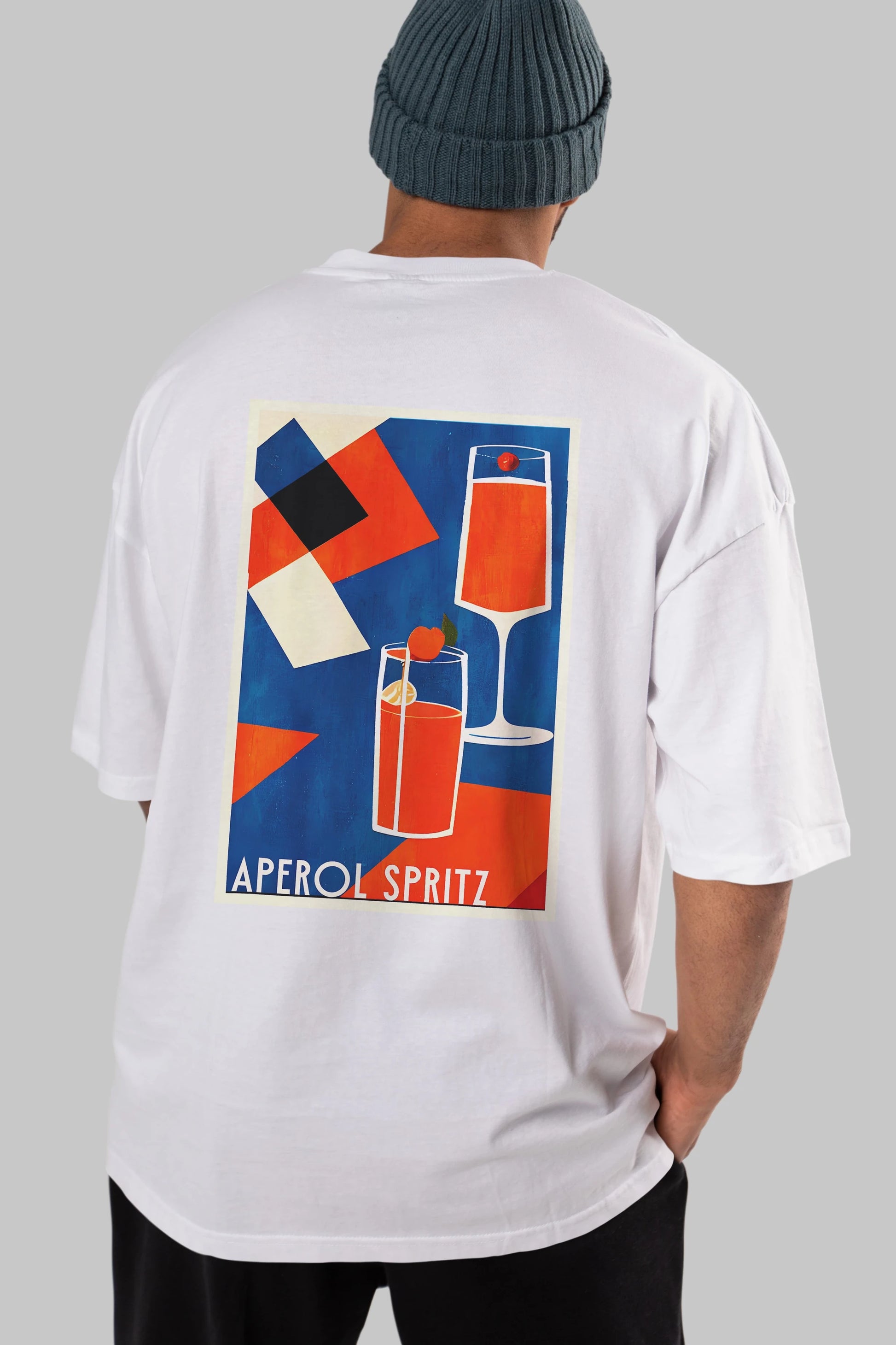 Aperol Spritz 4 Arka Baskılı Oversize t-shirt Erkek Kadın Unisex %100 Pamuk Bisiklet Yaka tişort
