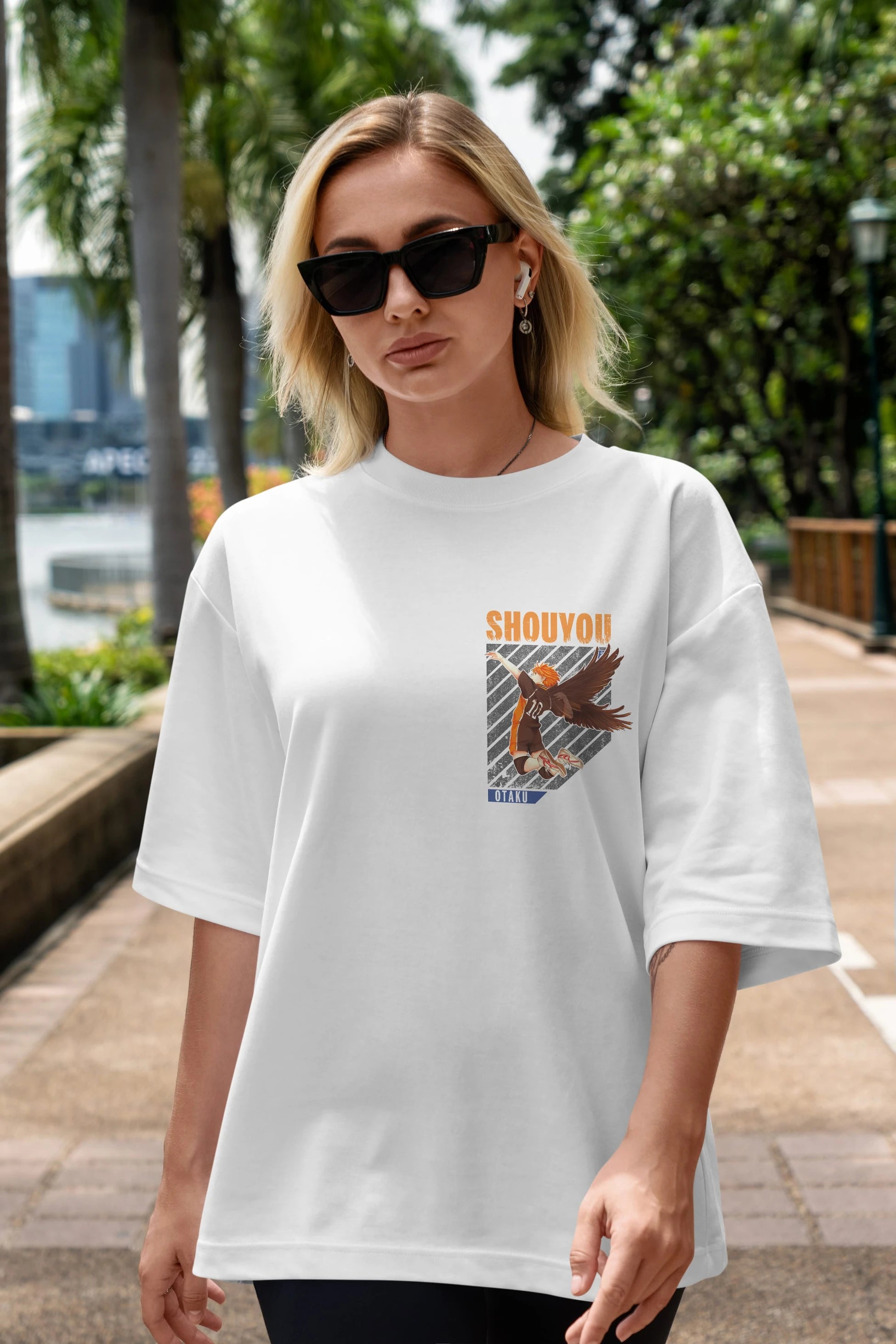 Shouyou Hinata 10 Ön Sol Baskılı Oversize t-shirt Erkek Kadın Unisex %100 Pamuk Bisiklet Yaka tişort