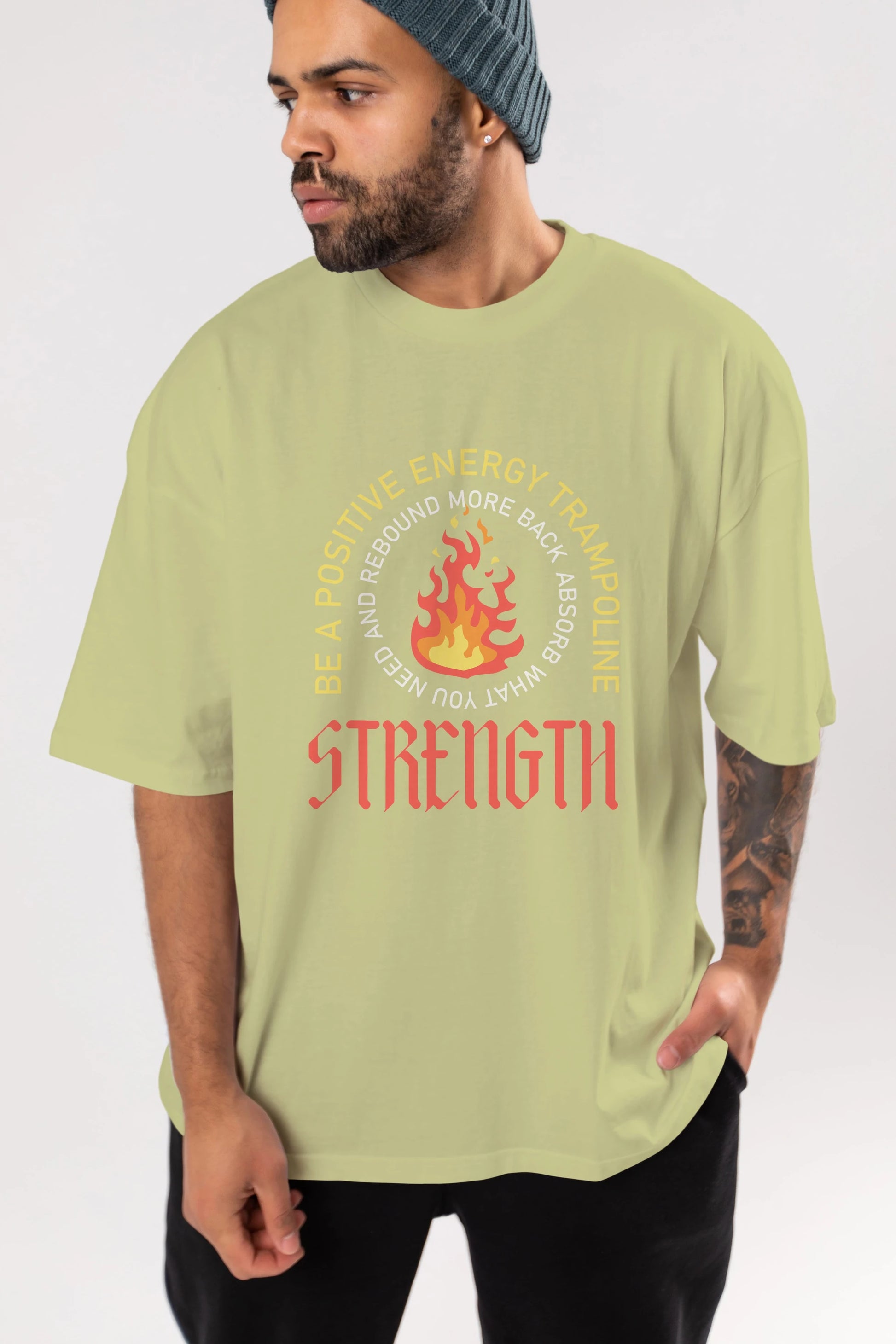 Positive Energy Ön Baskılı Oversize t-shirt Erkek Kadın Unisex