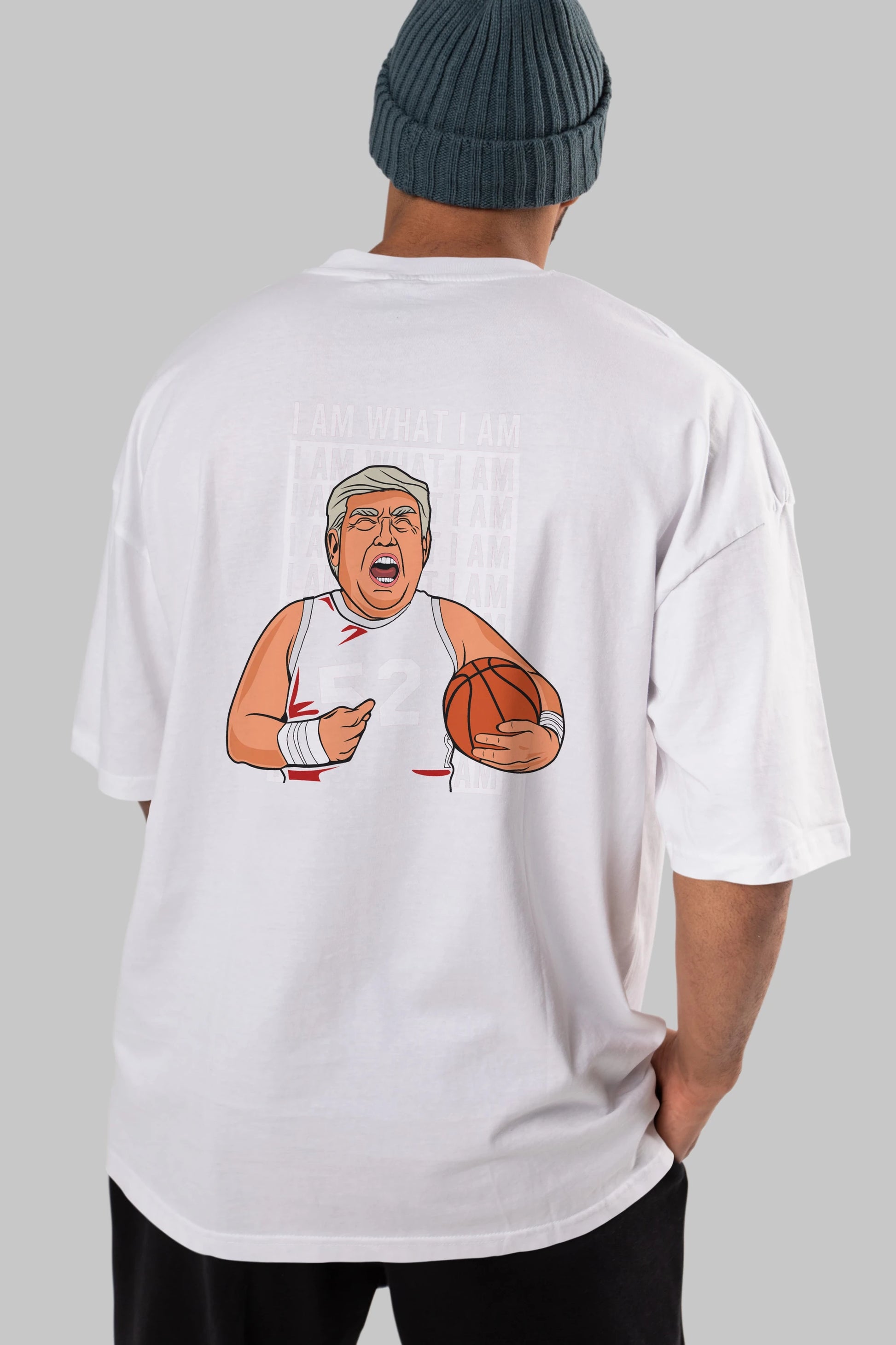 Trump Basketball Arka Baskılı Oversize t-shirt Erkek Kadın Unisex %100 Pamuk tişort