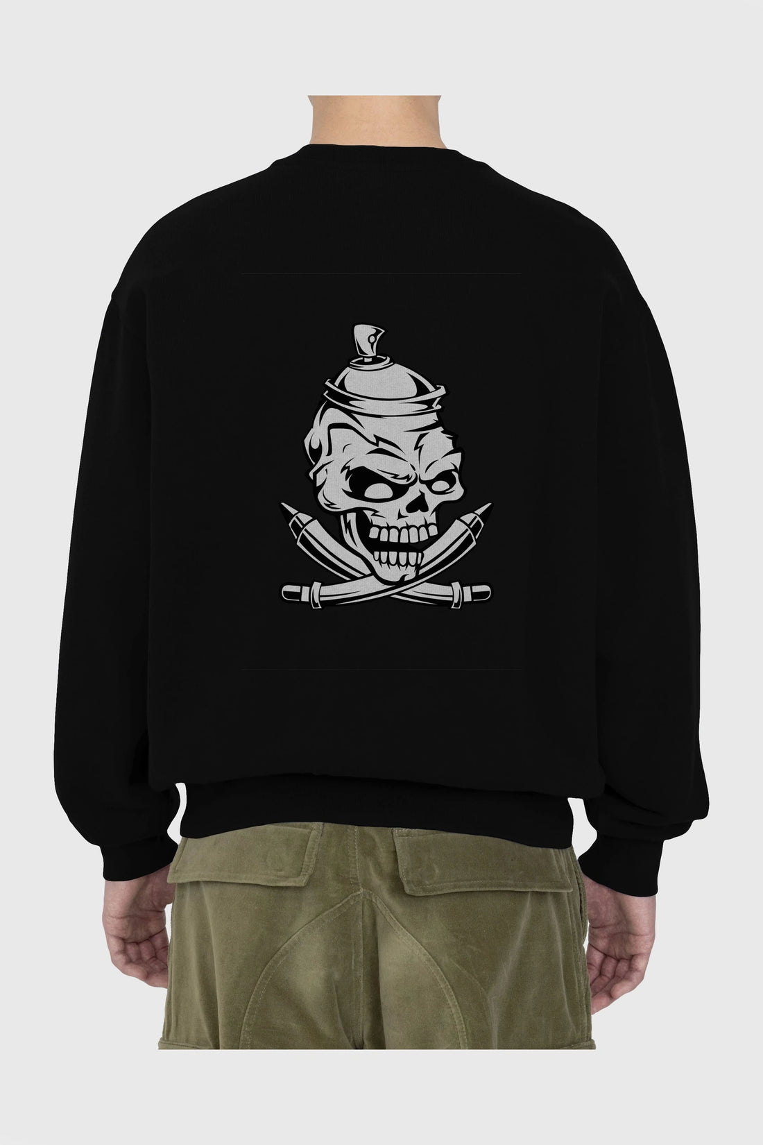 Skull Grafity Arka Baskılı Oversize Sweatshirt Erkek Kadın Unisex