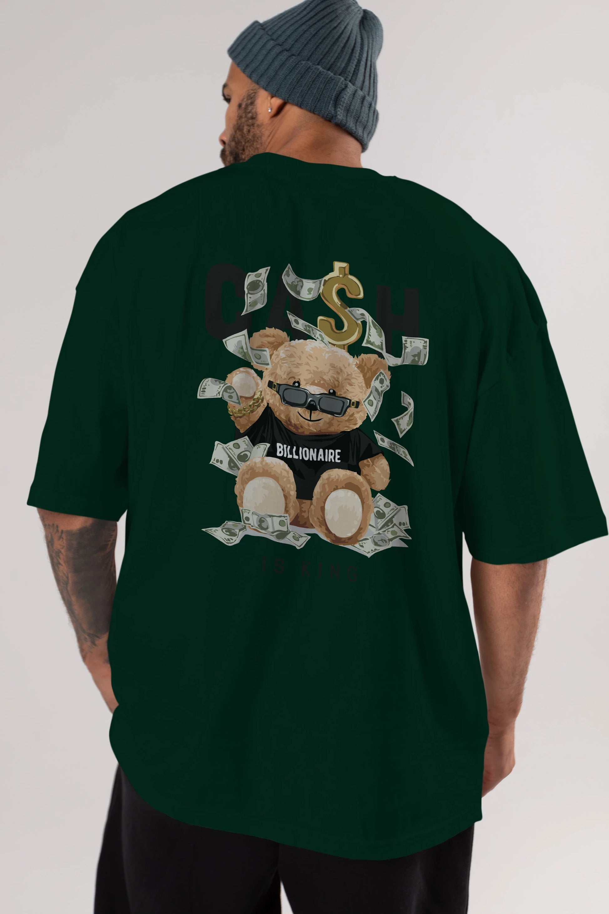 Teddy Bear Billionaire Arka Baskılı Oversize t-shirt Erkek Kadın Unisex %100 Pamuk