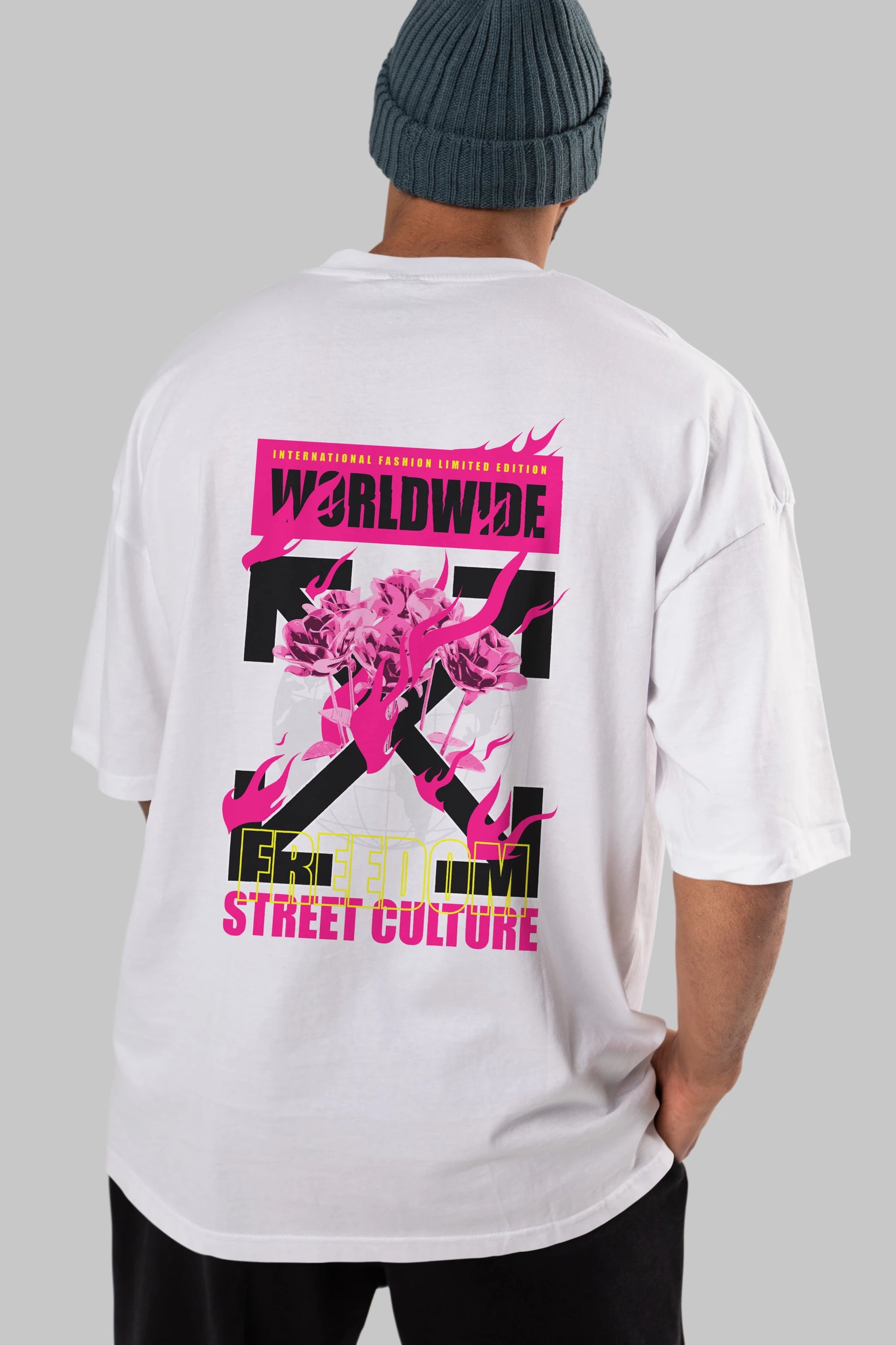 Freedom Street Culture Arka Baskılı Oversize t-shirt Erkek Kadın Unisex