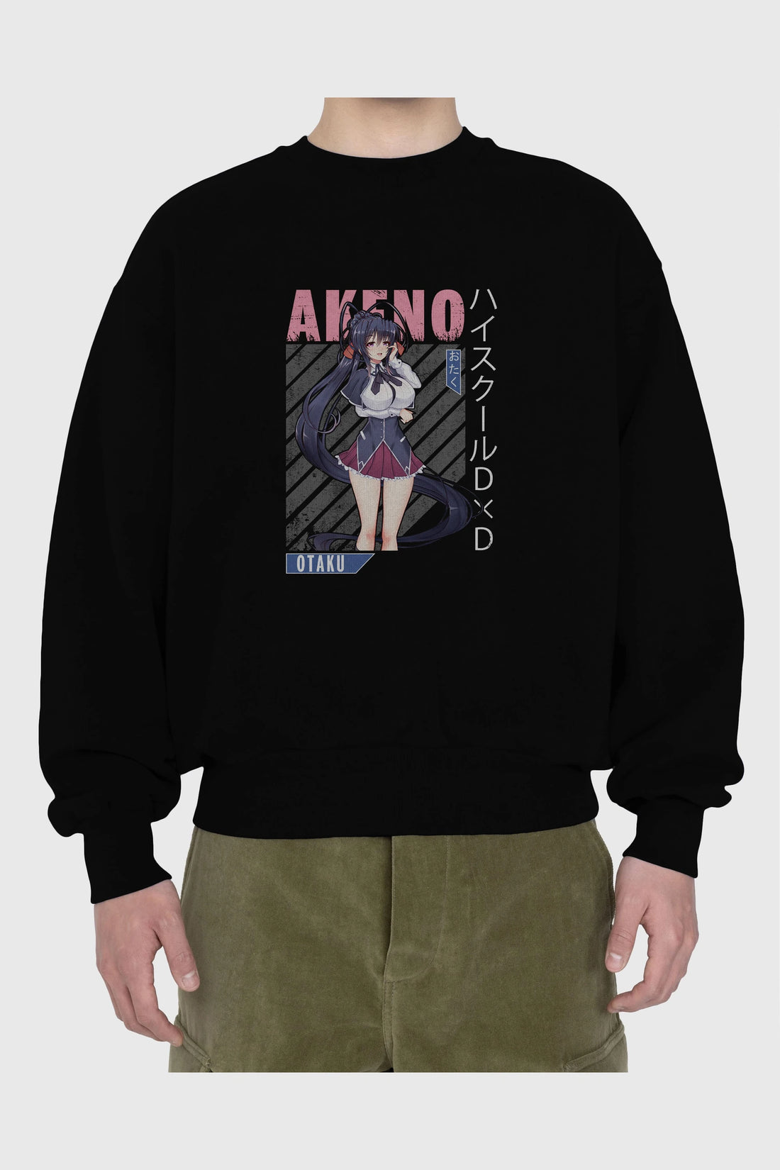 Akeno Himejima 4 Anime Ön Baskılı Oversize Sweatshirt Erkek Kadın Unisex
