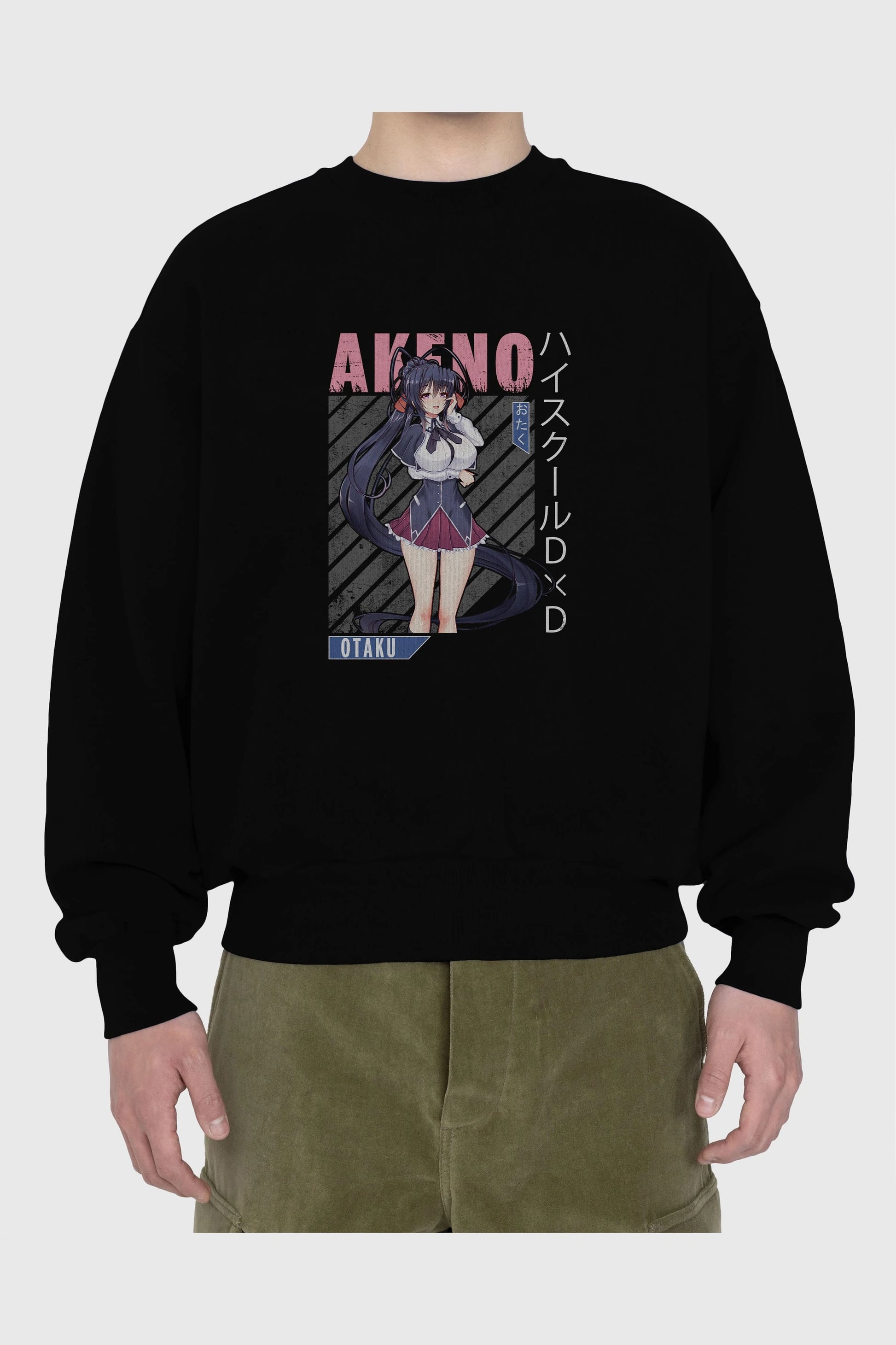 Akeno Himejima 4 Anime Ön Baskılı Oversize Sweatshirt Erkek Kadın Unisex