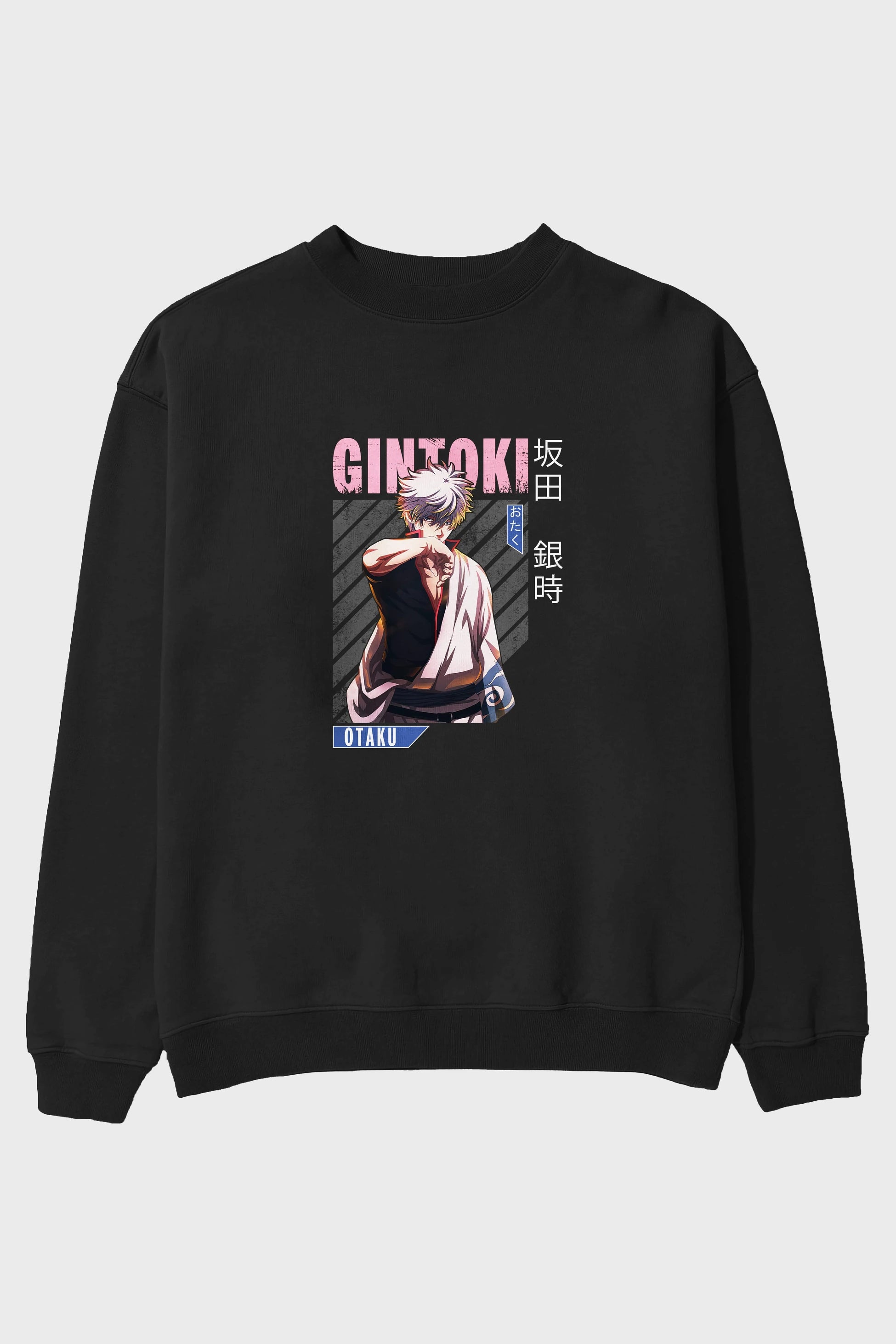 Gintoki Sakata Anime Ön Baskılı Oversize Sweatshirt Erkek Kadın Unisex