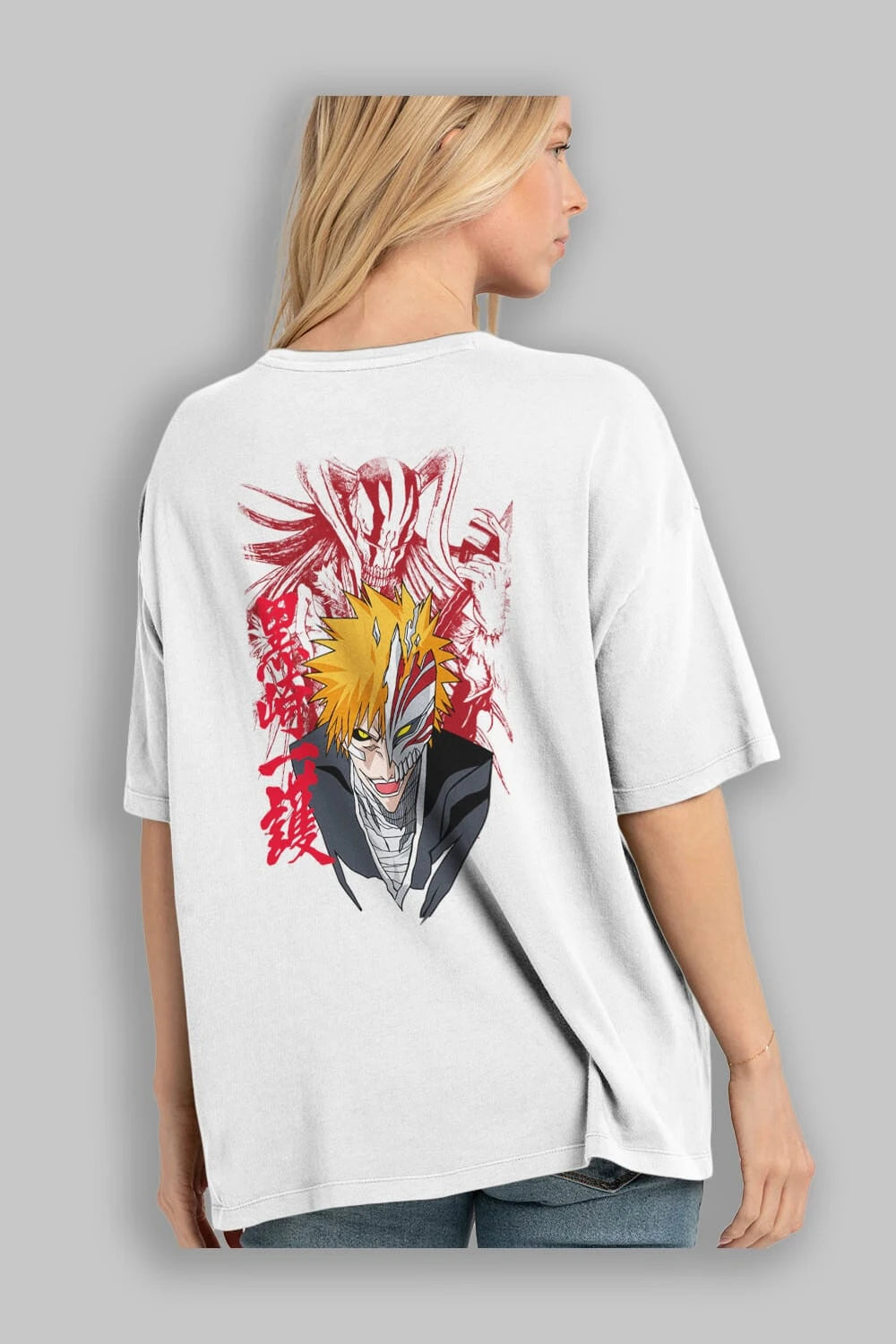 ICHIGO KUROSAKI VIZARD Anime Arka Baskılı Oversize t-shirt Erkek Kadın Unisex