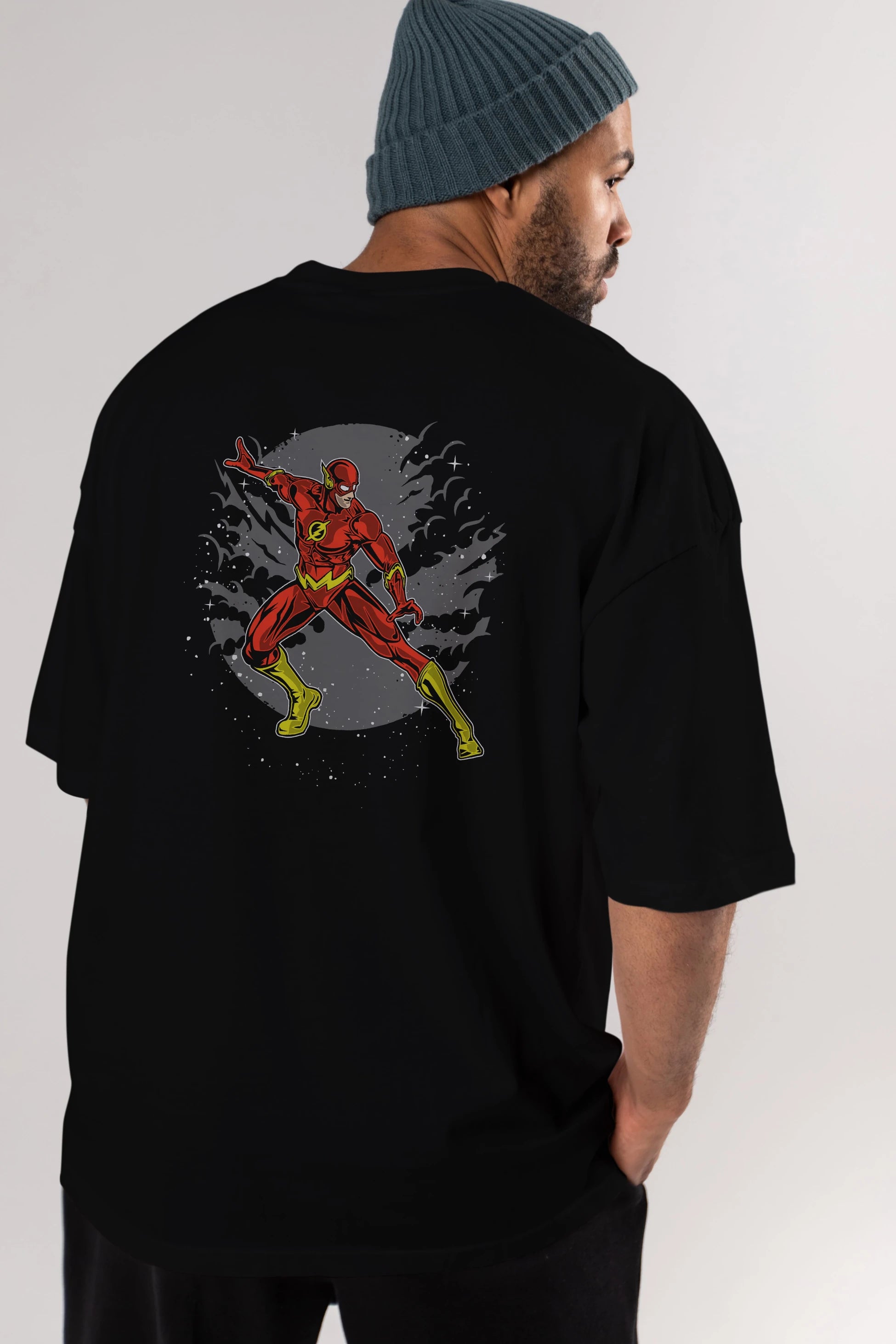 The Flash Arka Baskılı Oversize t-shirt Erkek Kadın Unisex %100 Pamuk