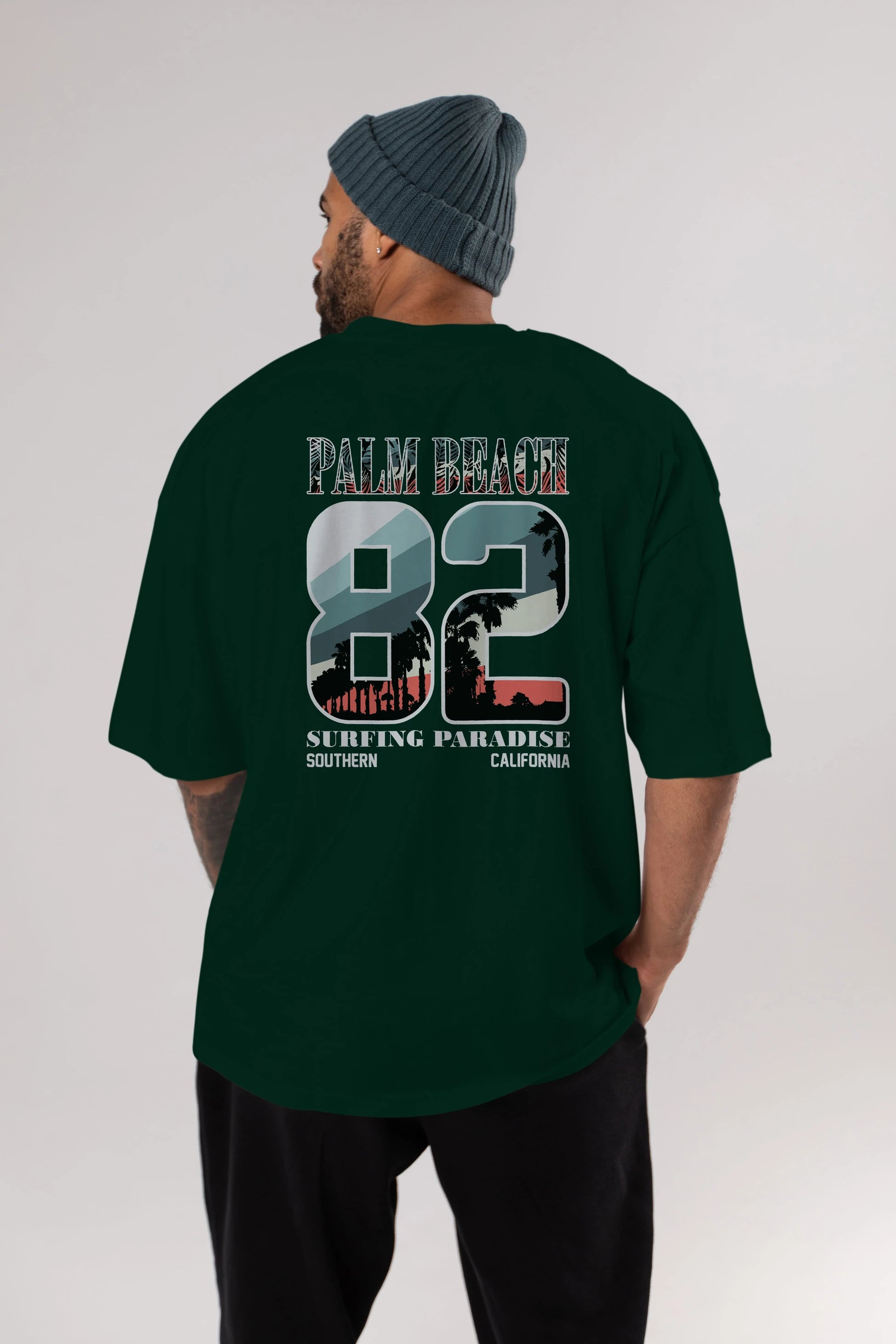 Palm Beach 82 Arka Baskılı Oversize t-shirt Erkek Kadın Unisex