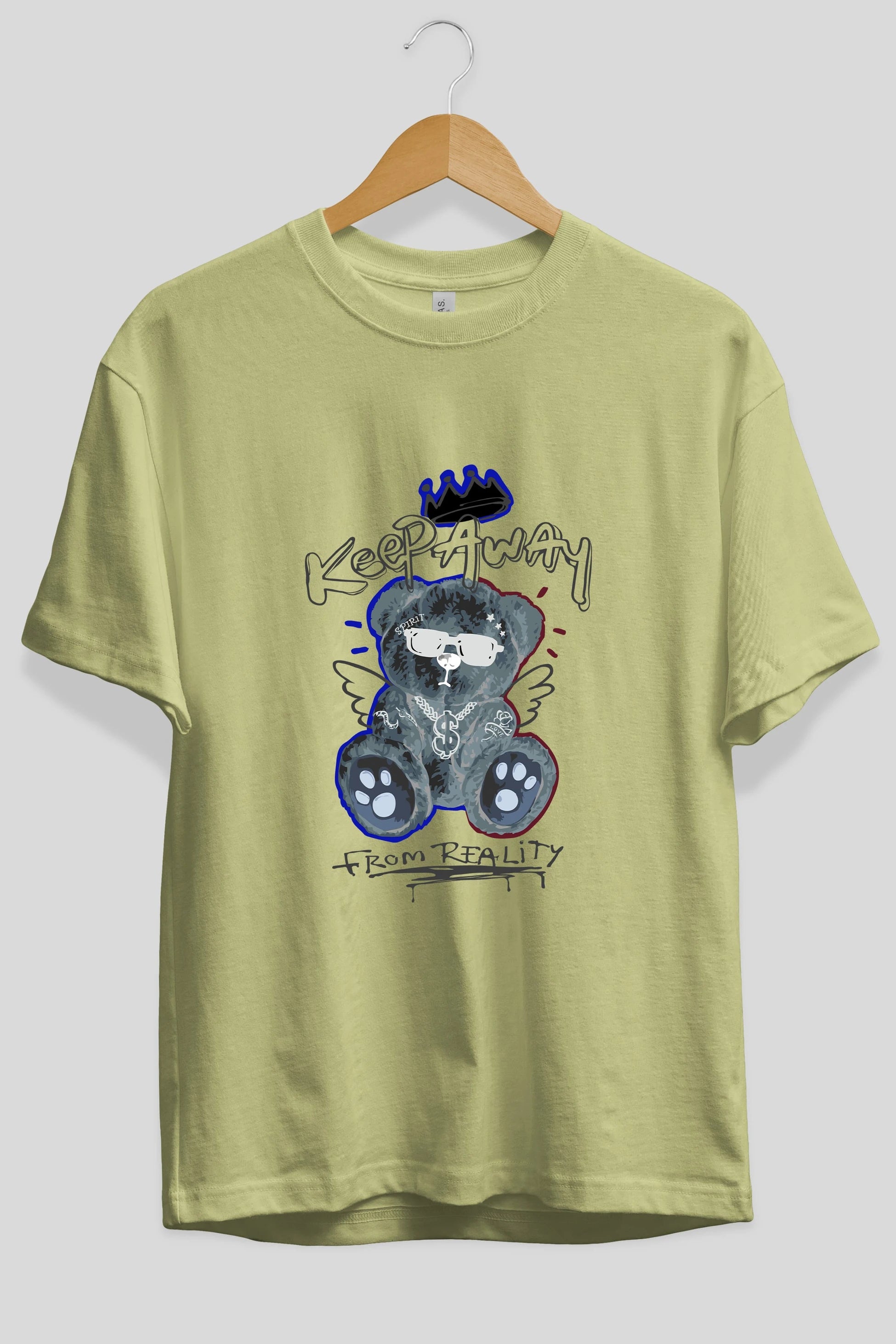 Keep Away Bear Ön Baskılı Oversize t-shirt Erkek Kadın Unisex