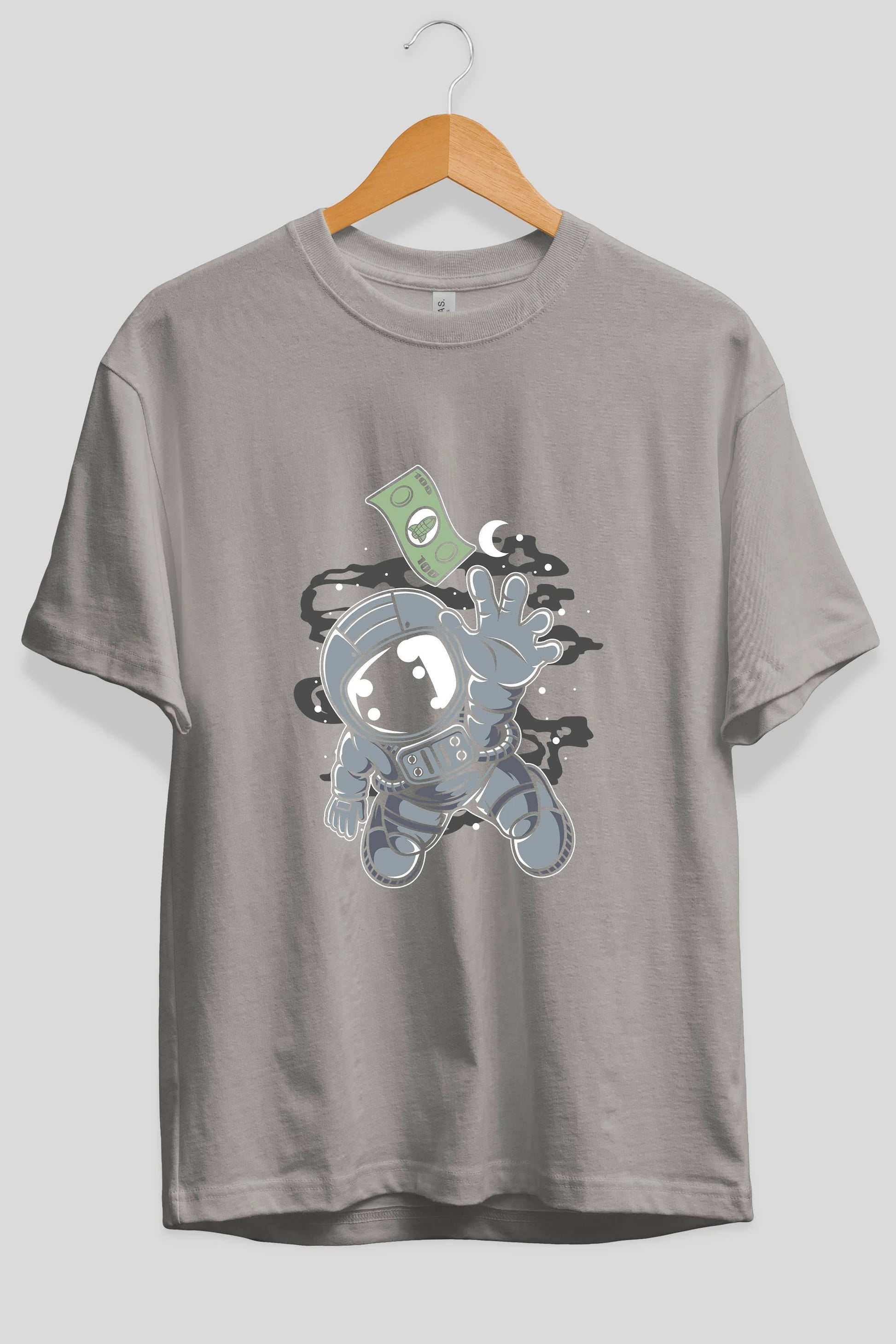 Astronaut Dollar Ön Baskılı Oversize t-shirt Erkek Kadın Unisex