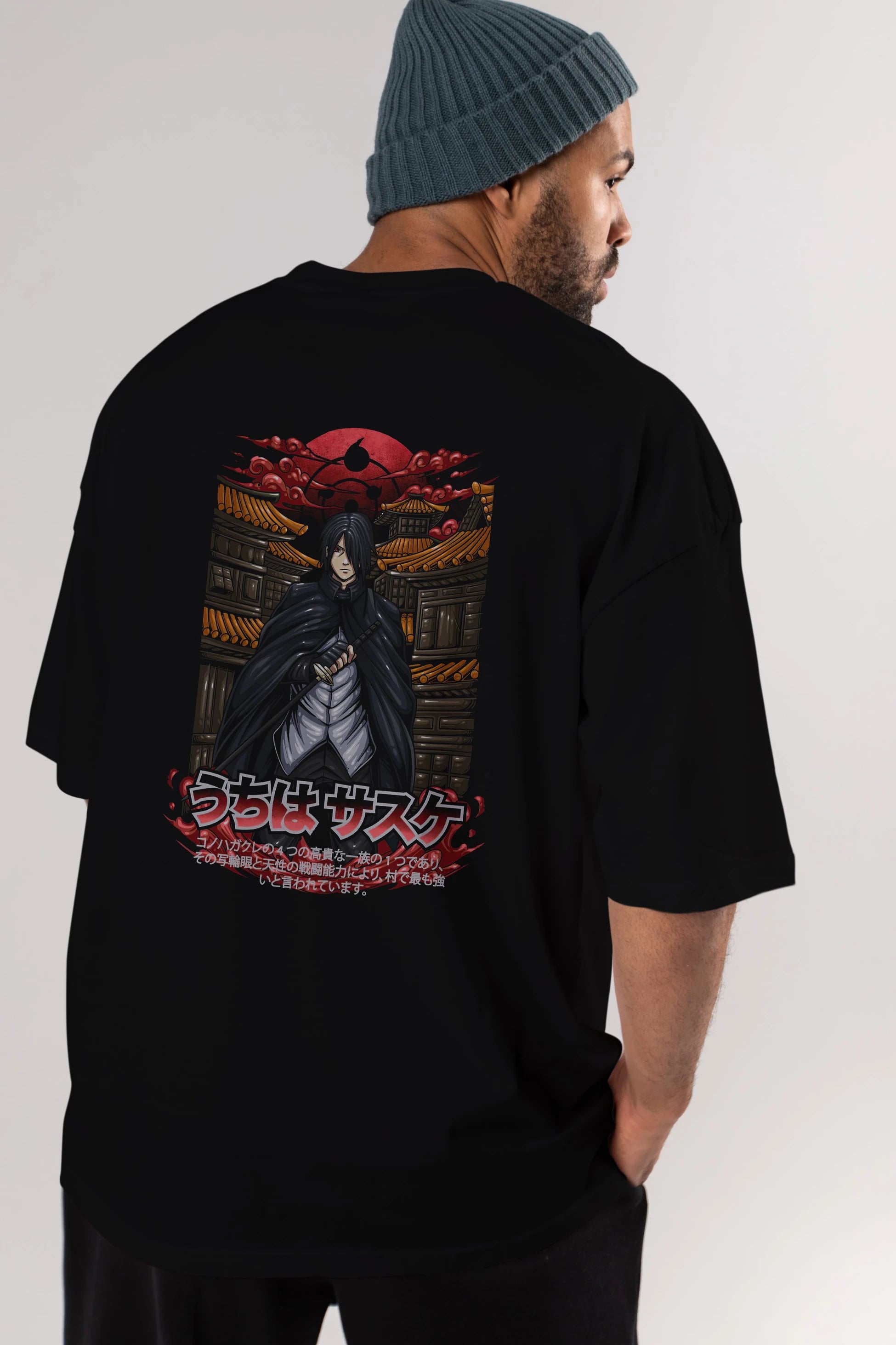 NARUTO SASUKE UCHIHA 1 Anime Arka Baskılı Oversize t-shirt Erkek Kadın Unisex