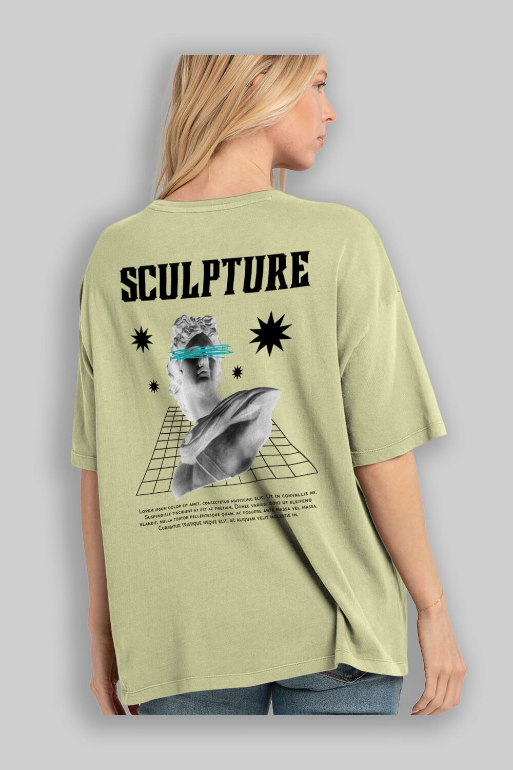 Sculpture Yazılı Arka Baskılı Oversize t-shirt Erkek Kadın Unisex